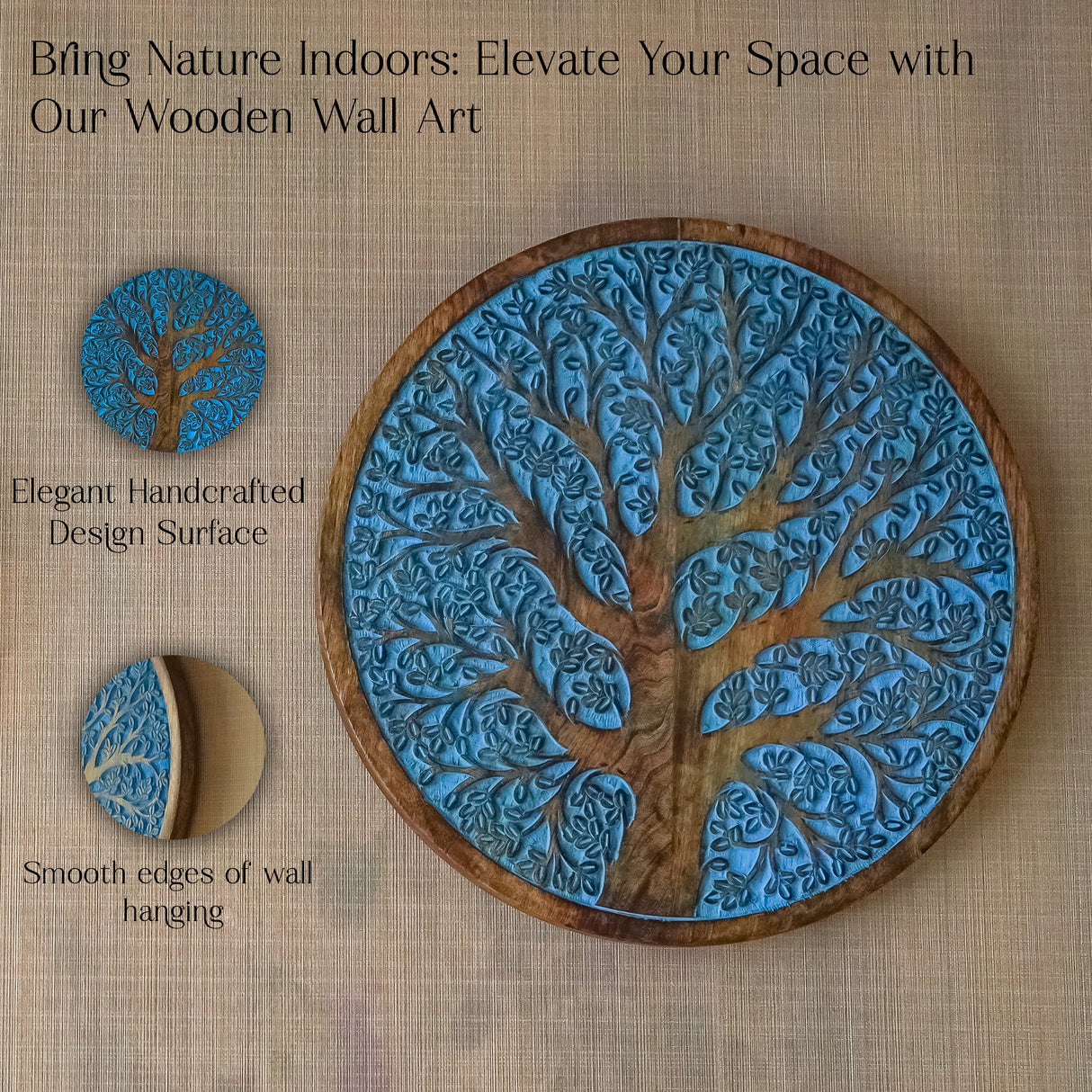 Rustic Wood Carving Wall Panel – Handcrafted Wall Art