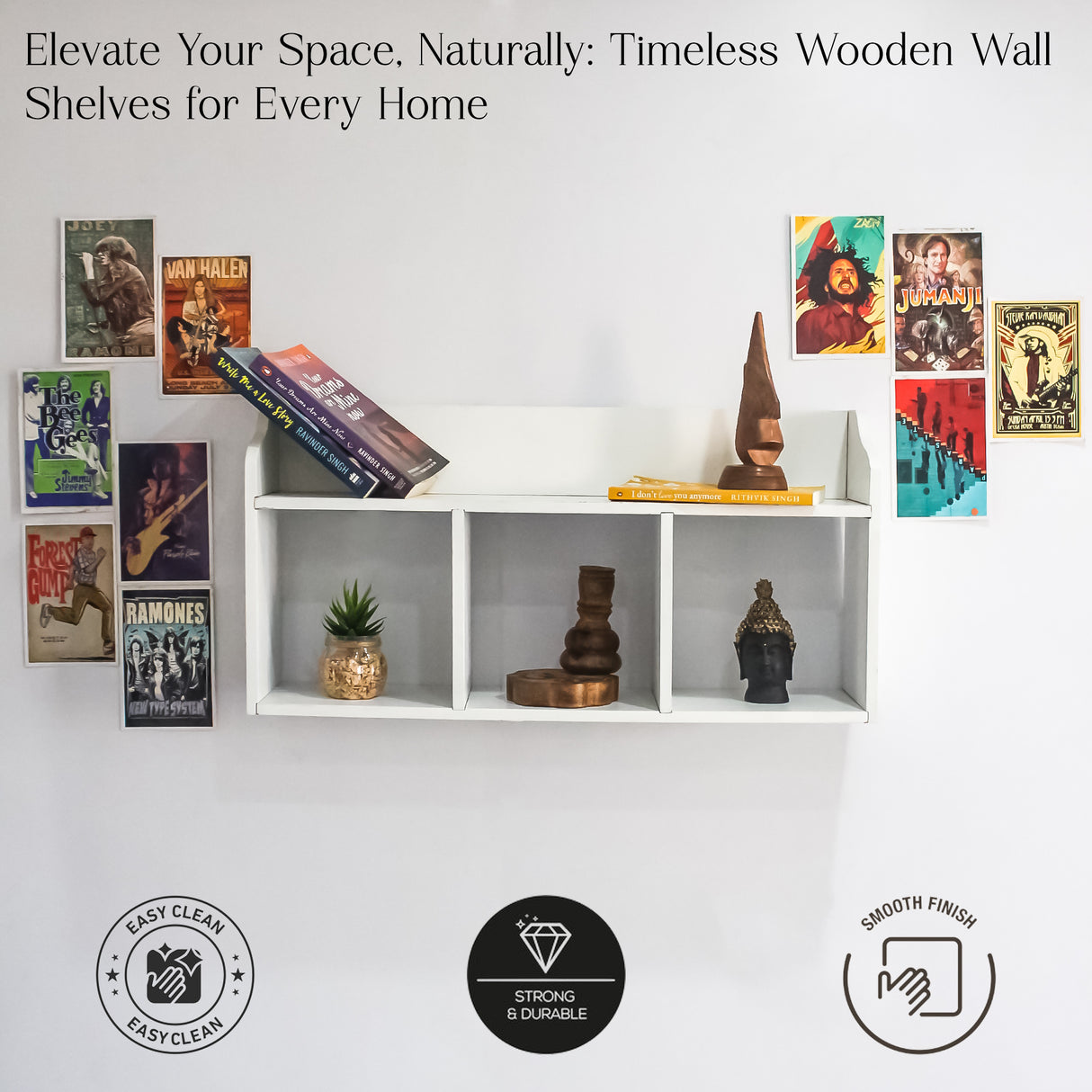 DIY Wooden Floating Shelf with Adjustable Compartments for Wall Storage