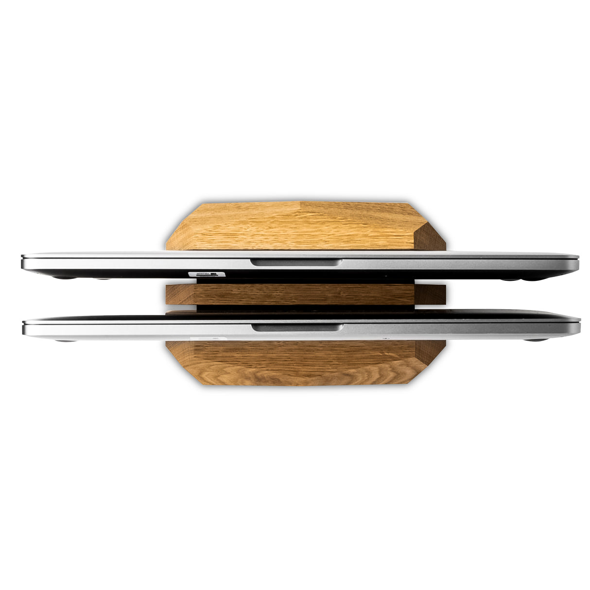 Wooden Dual Slot Laptop Stand – Vertical Holder for MacBook, Tablet & Phone
