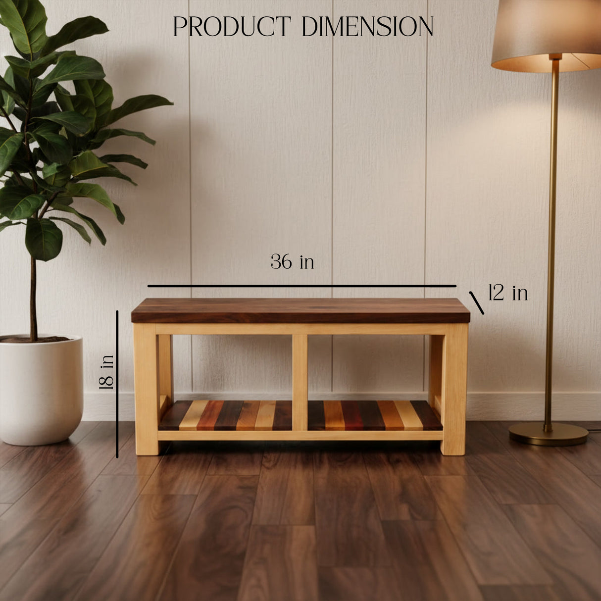 Solid Wood Shoe Rack Bench with Seating | 2-Tier Shoe Storage Organizer for Entryway, Living Room & Bedroom