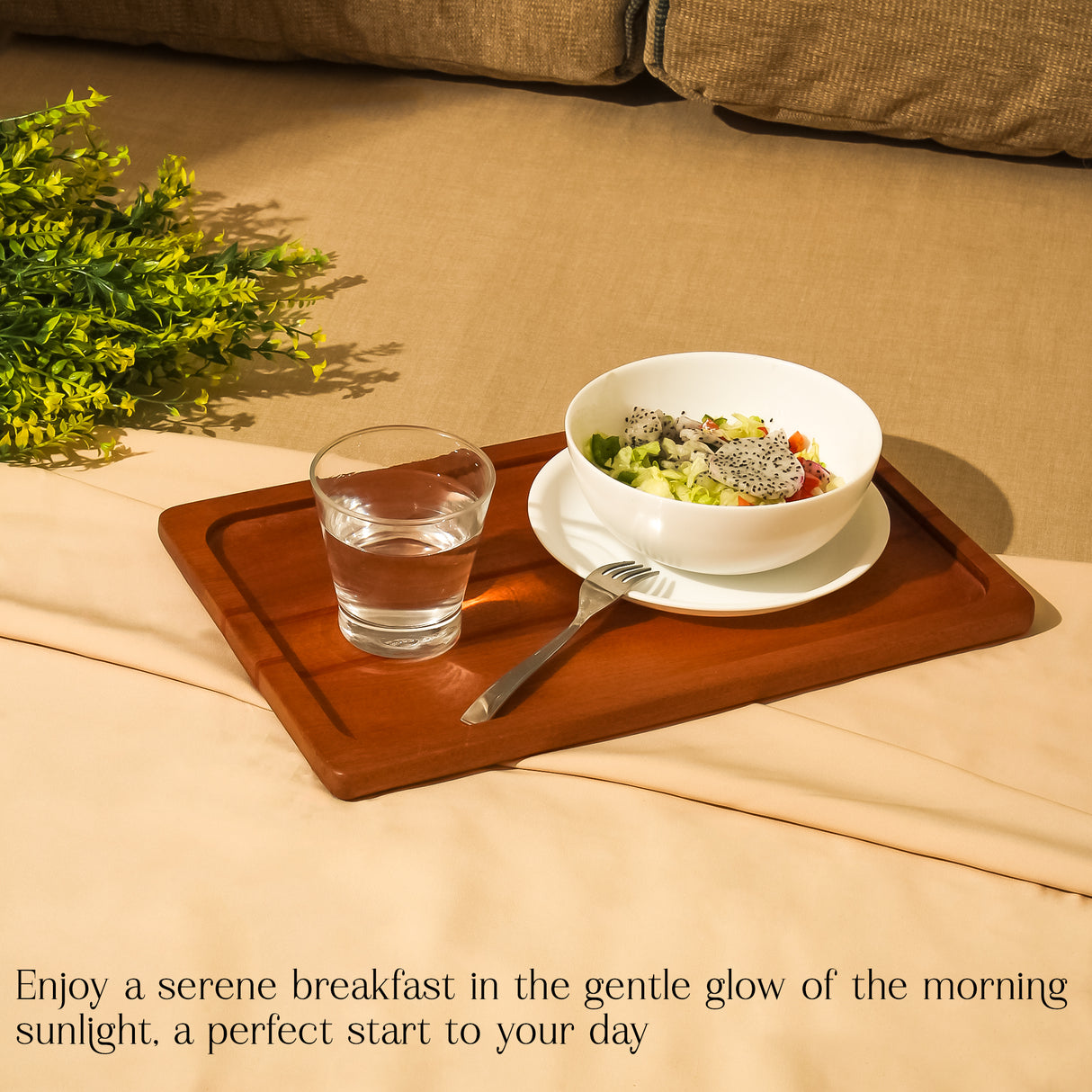 Premium Wooden Serving Tray - Strong, Durable & Smooth Finish for Elegant Dining