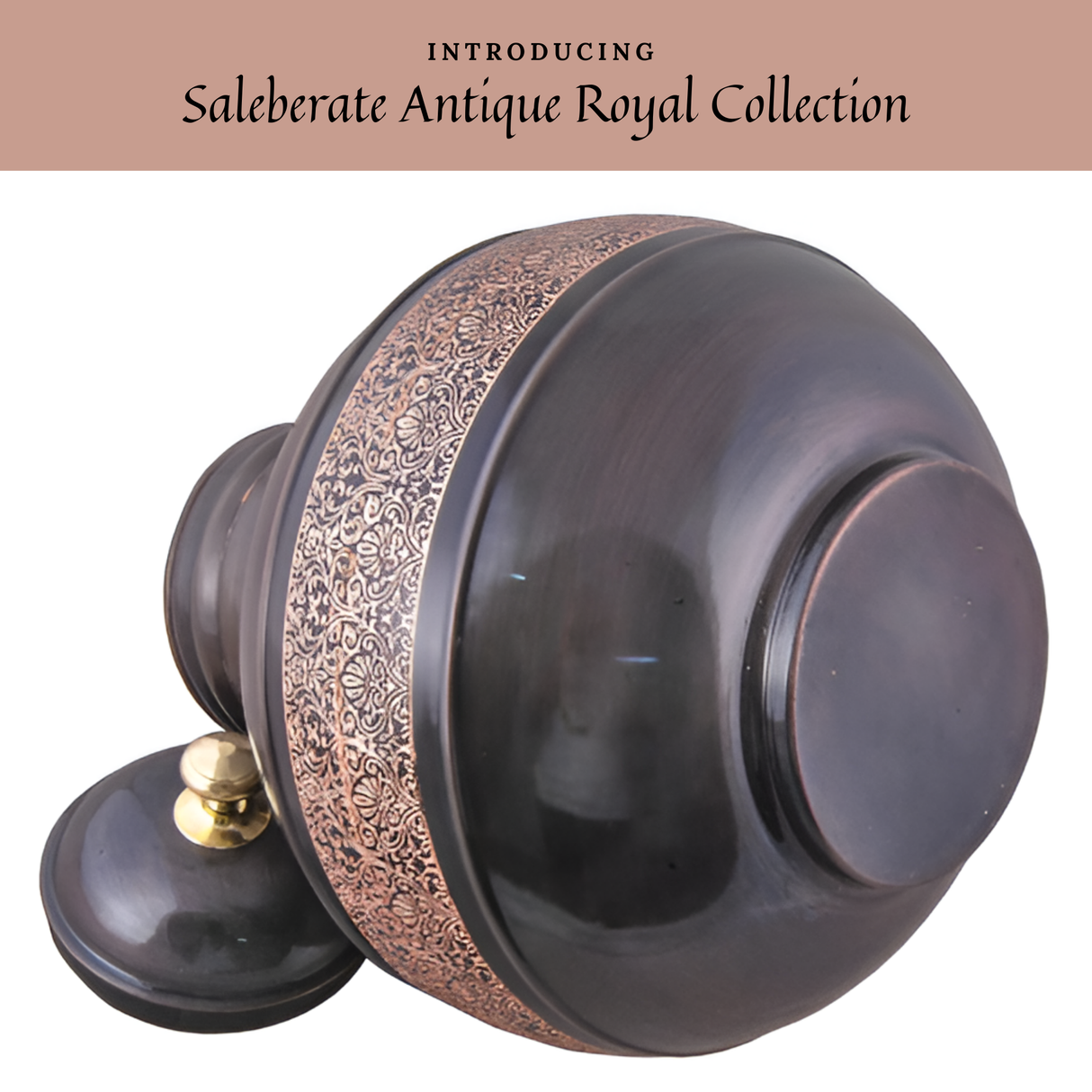 Antique Royal Black Round Copper Water Dispenser - Leak-Proof & Large Capacity