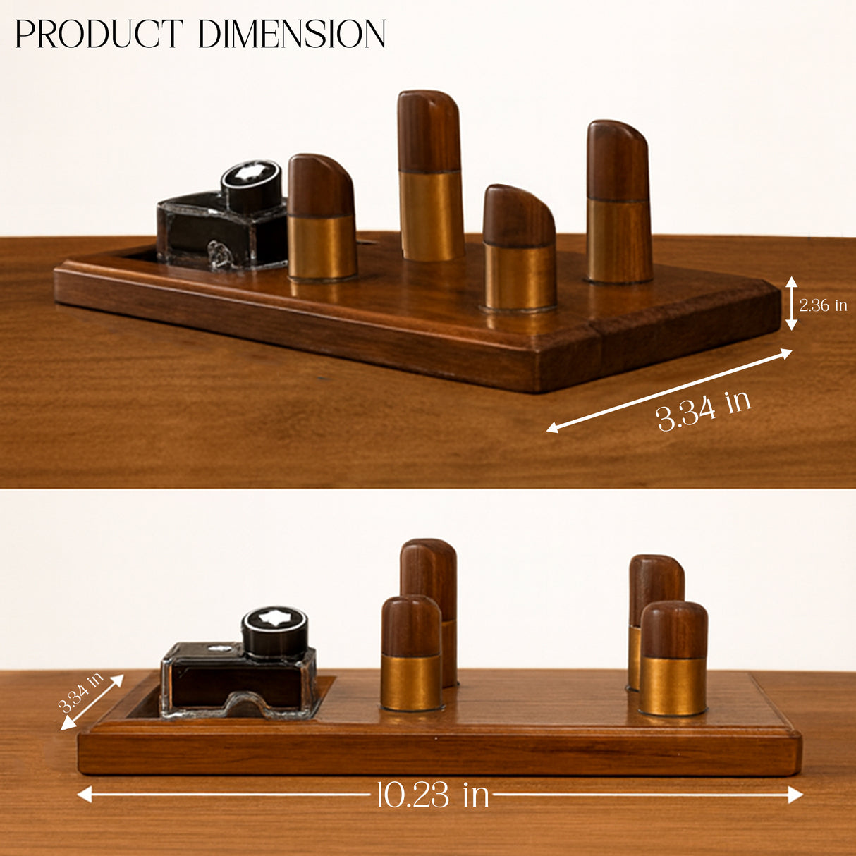 Solid Wood Pen Display Stand with Ink Holder – Premium Desk Organizer
