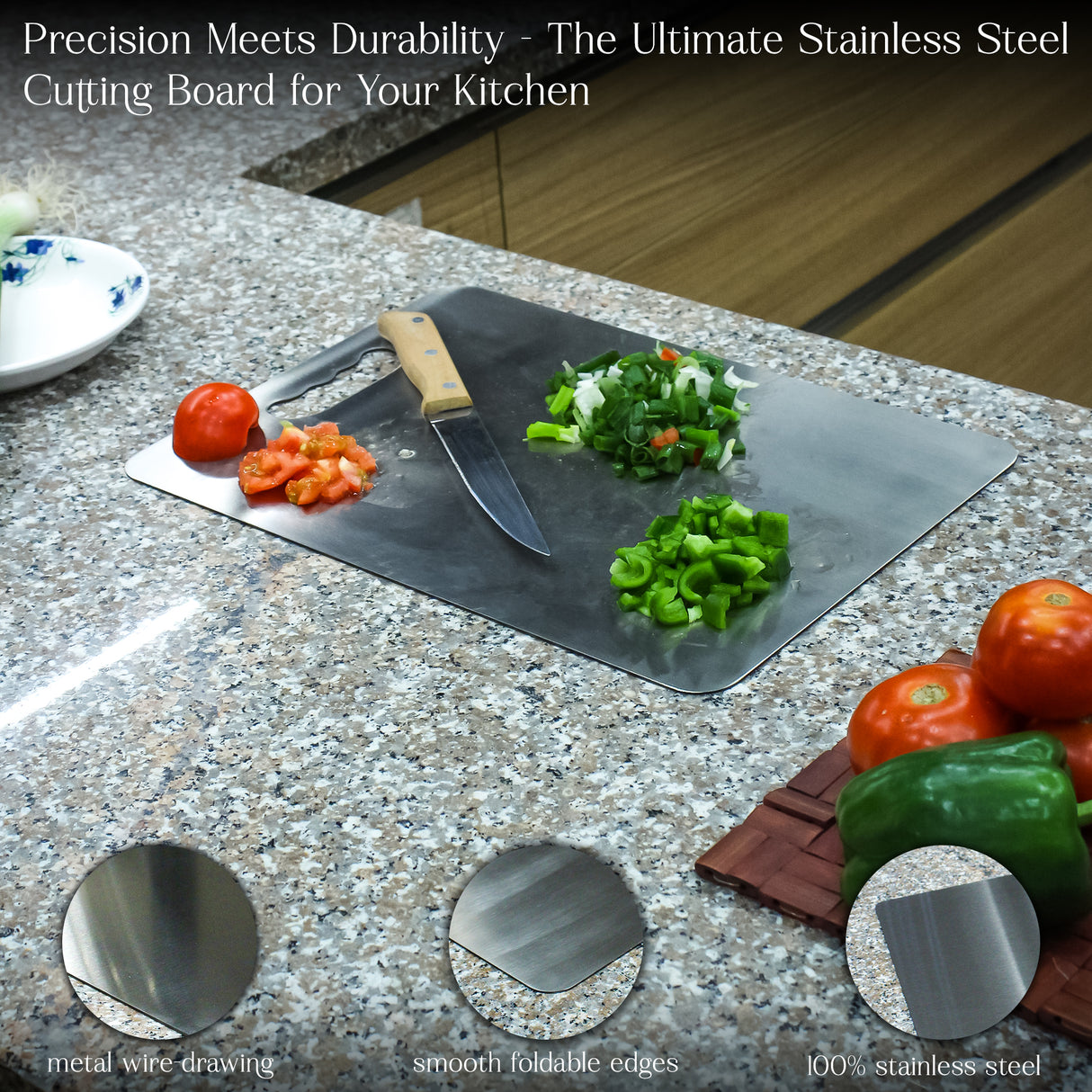 Premium Stainless Steel Cutting Board Set – Durable, Non-Toxic, Easy to Clean (Set of 3)