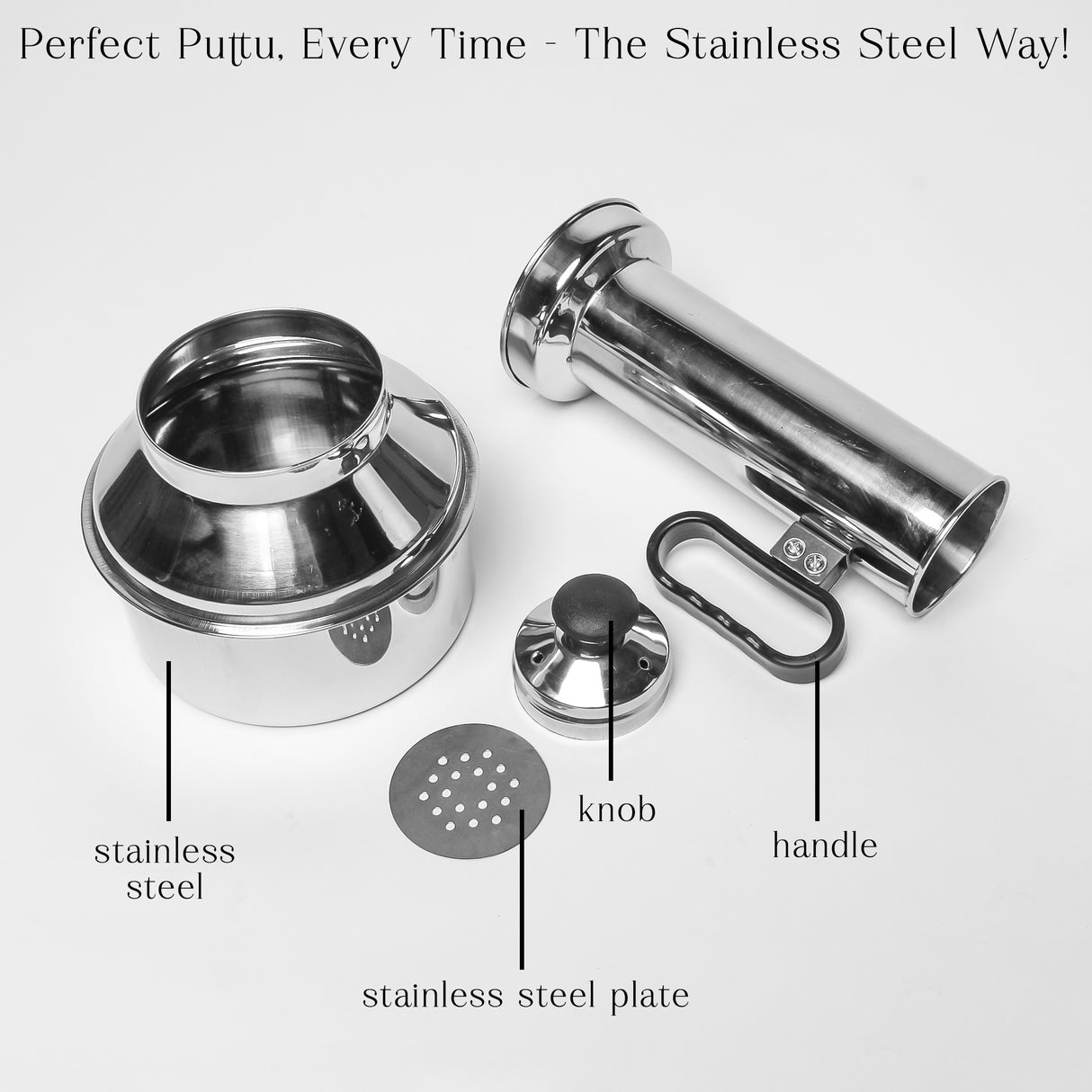 ๐ฆ๐ฎ๐น๐ฒ๐ฏ๐ฒ๐ฟ๐ฎ๐๐ฒ Stainless Steel Puttu Maker โ Traditional Puttu Kudam โ Ideal for Soft, Fluffy Puttu Rice Cakes