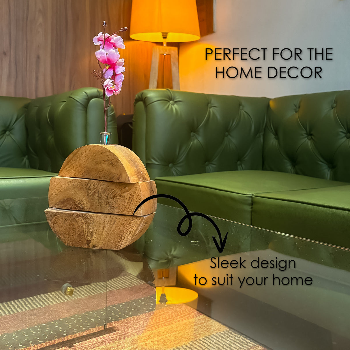 Wooden Modern Boho Tabletop Planter Vase for Small Indoor Plants