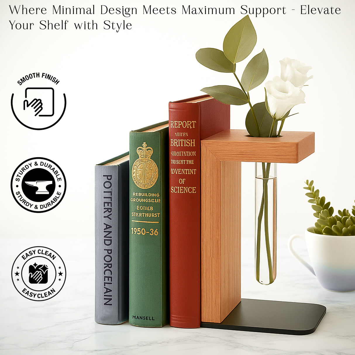 Personalized Wooden Bookends for Book Lovers | Ideal Graduation, Academic, Birthday Gifts | Handmade Solid Wood Book Holder for Readers