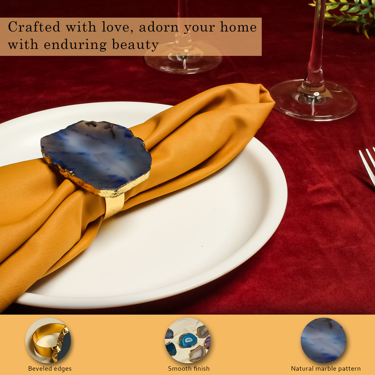 Elegant Marble Napkin Ring Set for Table Decor, Luxury Dining Accessories