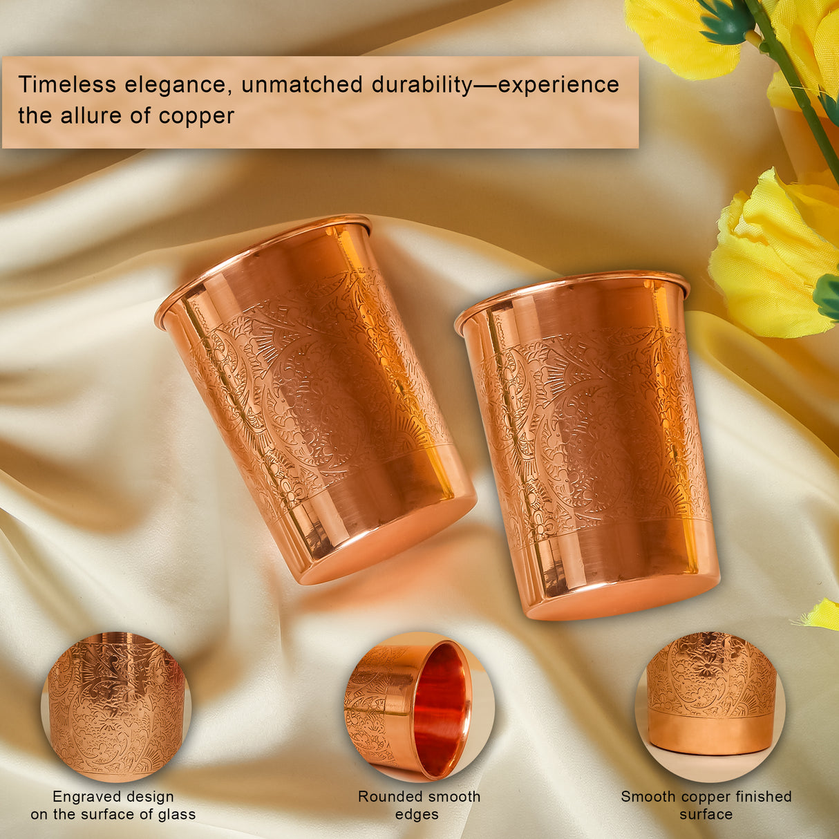 Premium Copper Glass Set – 100% Pure Copper, Ayurvedic Benefits, Durable & Stylish