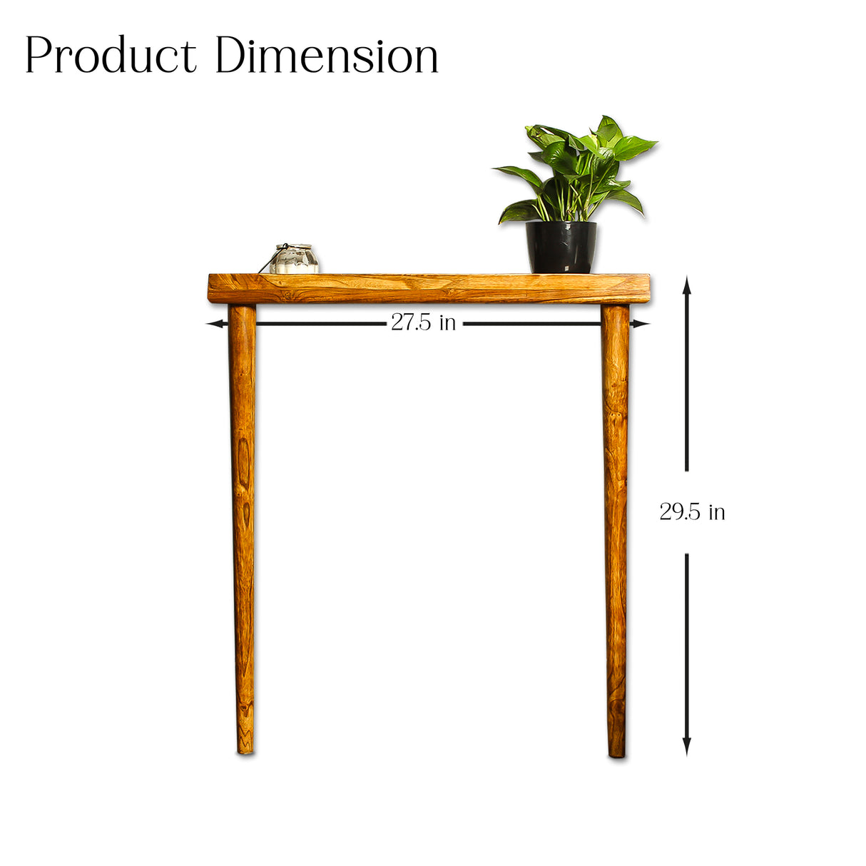 Saleberate Solid Wood Console Table - 29.5 Inch Entryway Table with Conical Legs - Handcrafted Wooden Hallway/Corner Table for Living Room, Foyer & Office Décor - Premium Natural Finish
