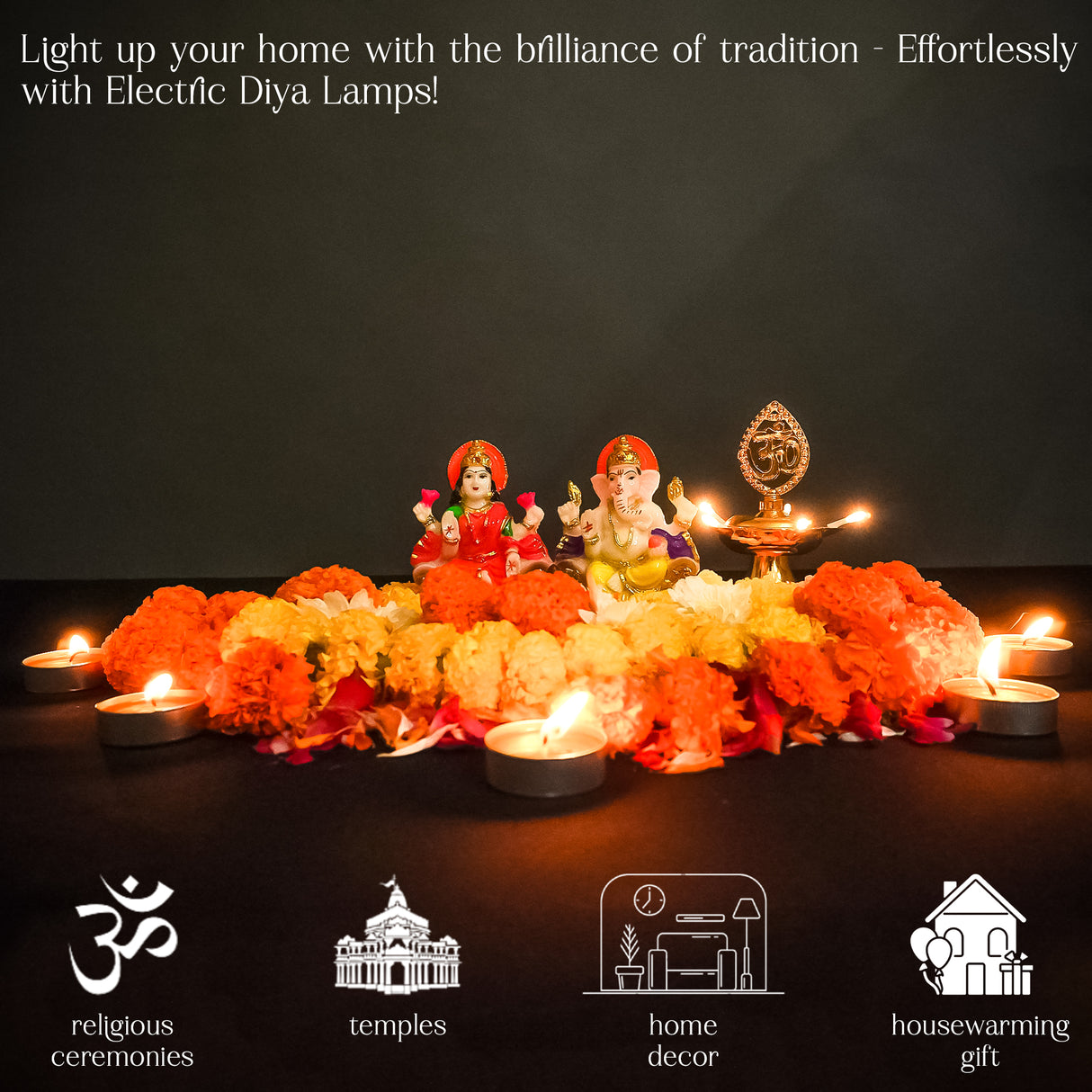 Get FREE Wall Hanging Electric Diya Lamp for Mandir Décor | OM Design | Multi-Level Deepam Vilakku for Diwali, Pooja, Temple, and Home Décor