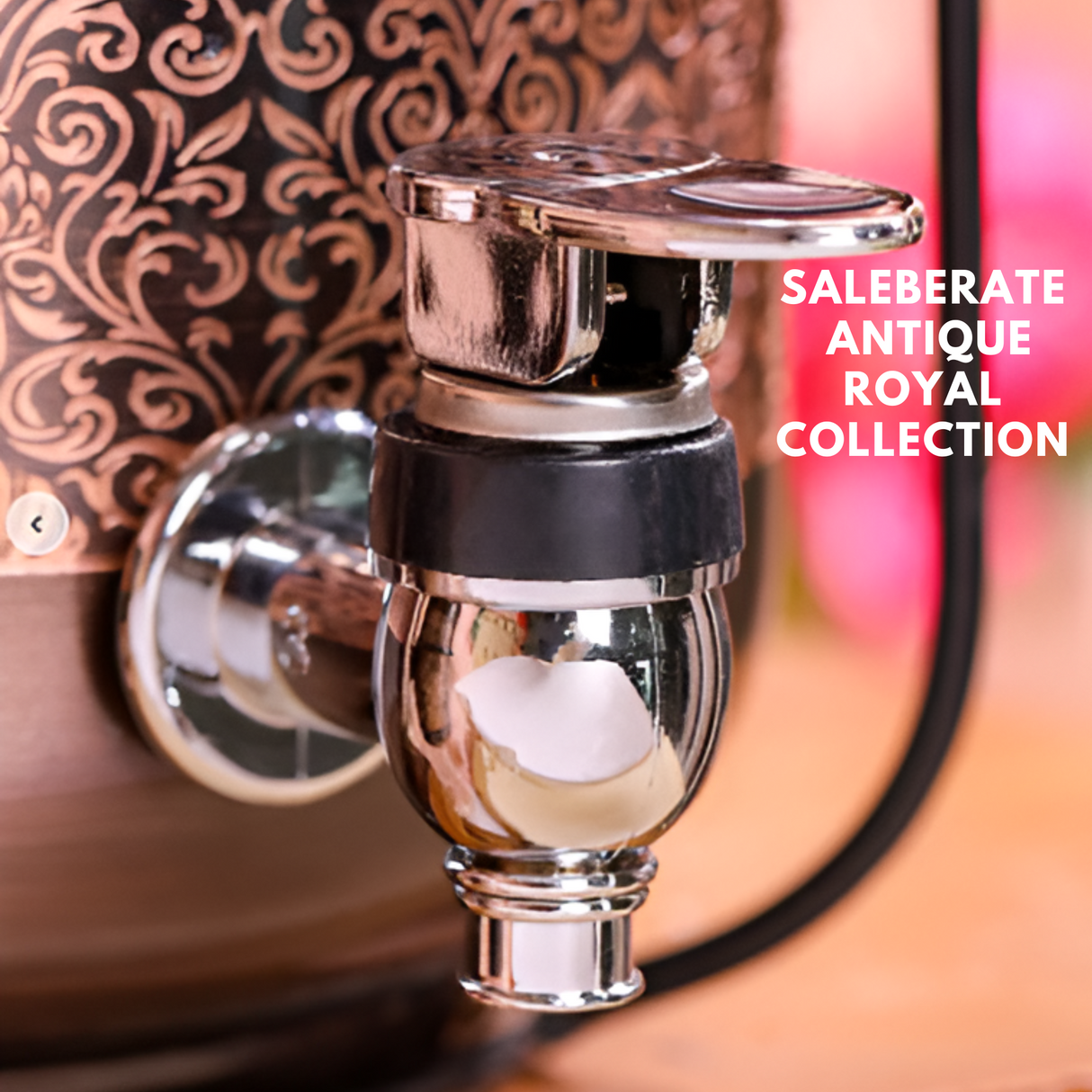 Antique Royal Black Copper Water Dispenser with Stand & Cup – Leak-Proof, Home Decor