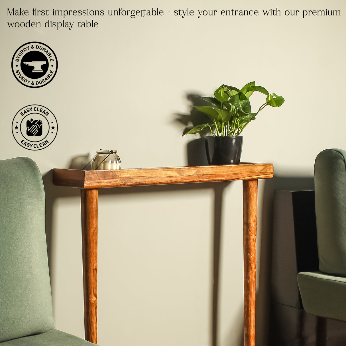 Saleberate Solid Wood Console Table - 29.5 Inch Entryway Table with Conical Legs - Handcrafted Wooden Hallway/Corner Table for Living Room, Foyer & Office Décor - Premium Natural Finish