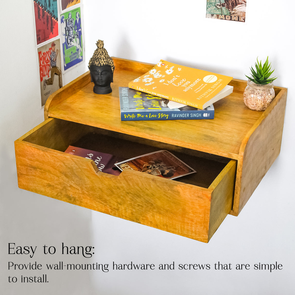Wooden Wall-Mounted Drawer for Storage, Modern Design for Small Spaces