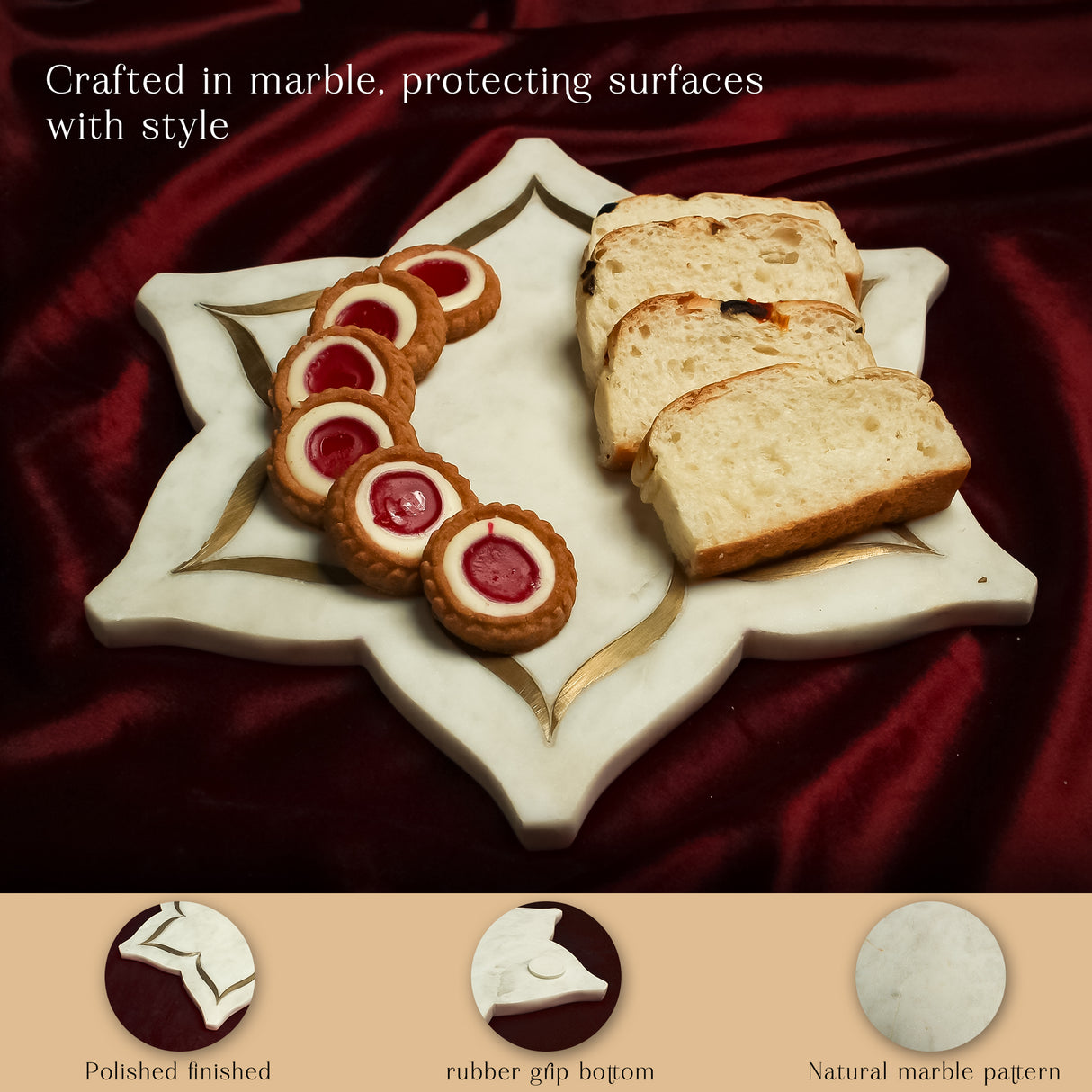 Handmade White Star Marble Platter for Wedding & Table Decor