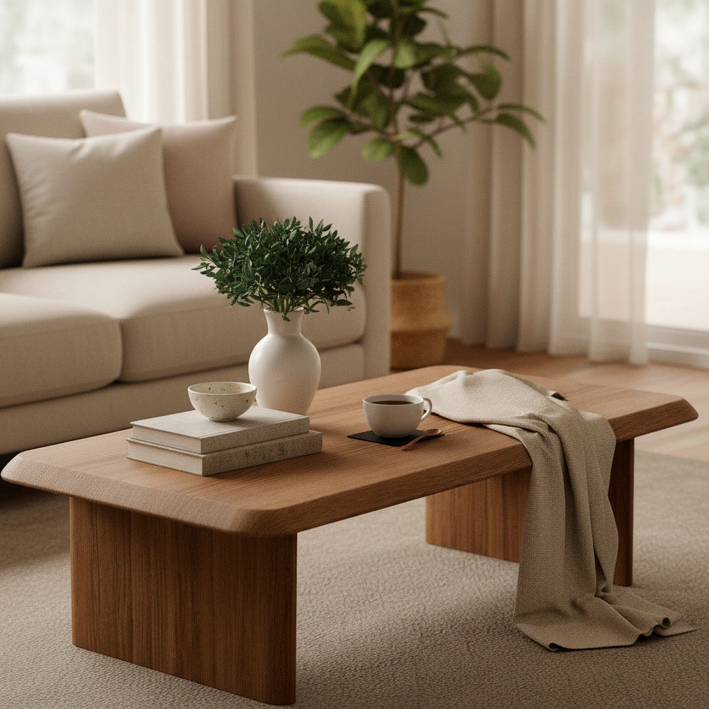 Handcrafted Wooden Coffee Table – Modern Minimalist Center Table – Unique Living Room Furniture