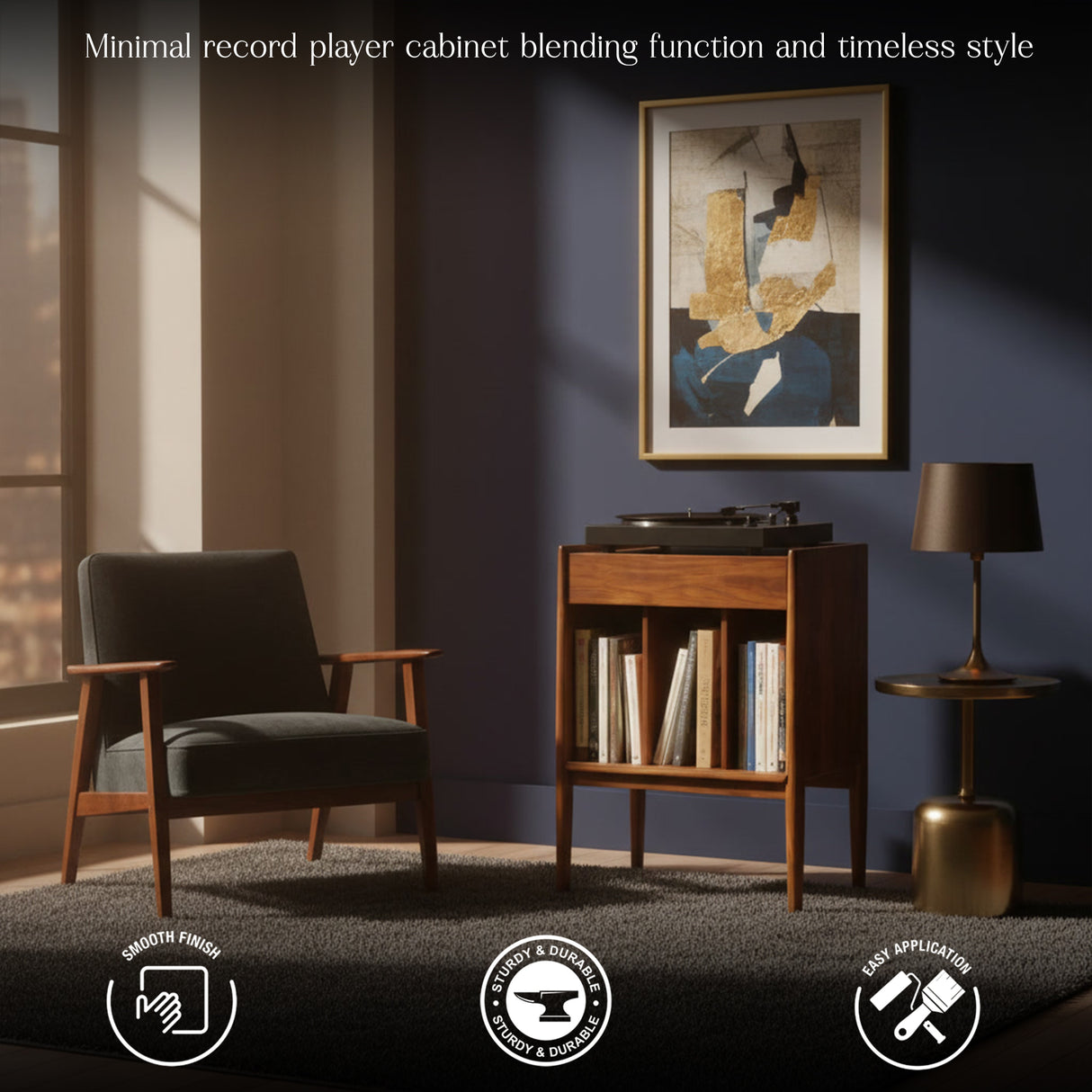 Premium Wooden Accent Cabinet – Modern Storage Unit for Books, Vinyl Records & Stylish Living Spaces