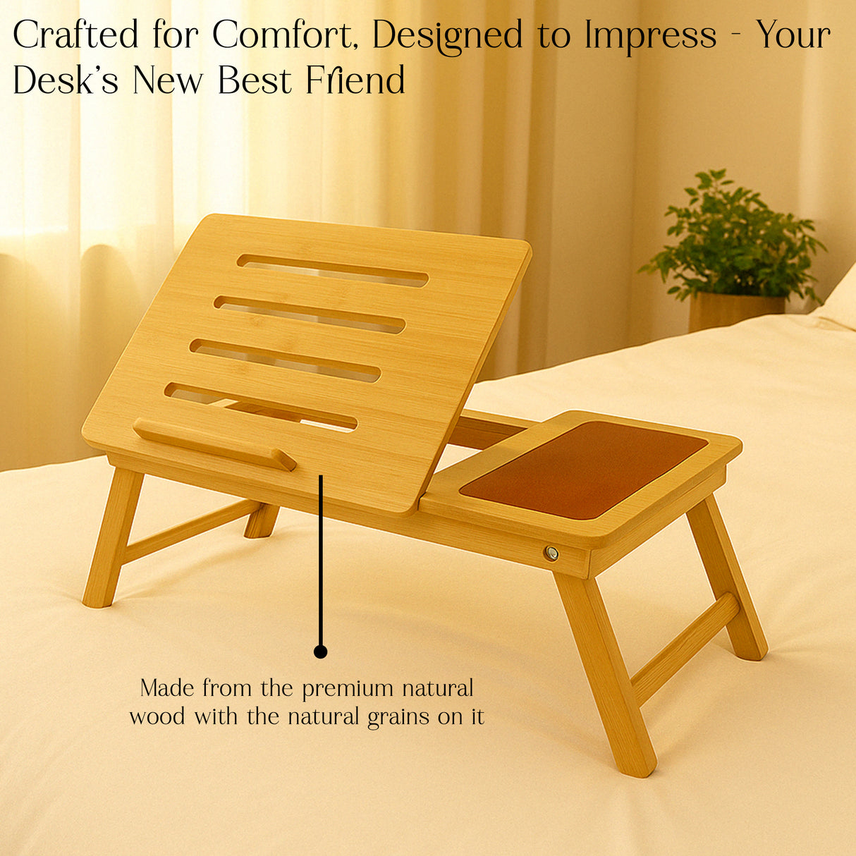 Adjustable Foldable Wooden Lap Desk with Built-in Storage Drawers – Portable Laptop Stand & Breakfast Tray for Bed, Couch, or Sofa Use