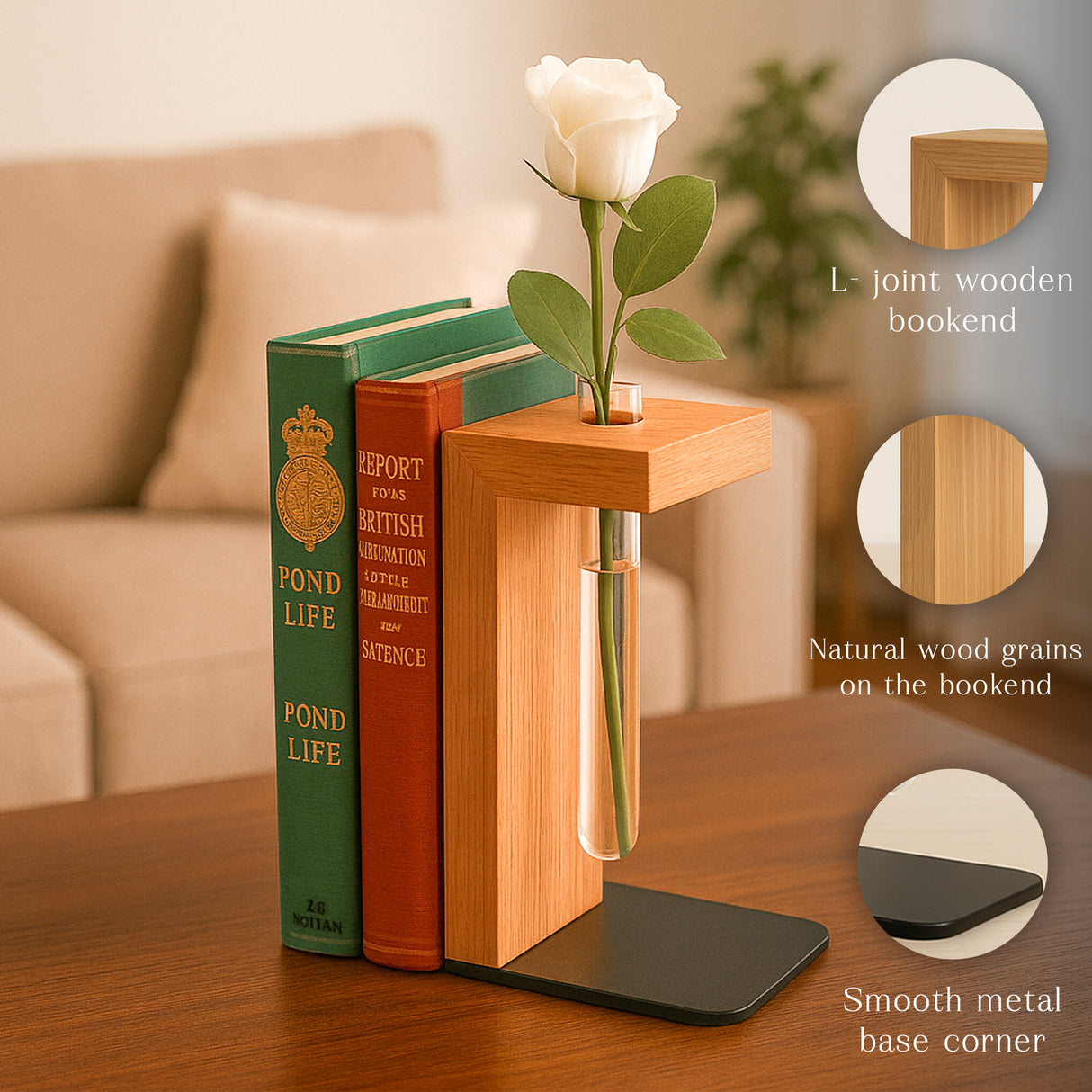 Personalized Wooden Bookends for Book Lovers | Ideal Graduation, Academic, Birthday Gifts | Handmade Solid Wood Book Holder for Readers