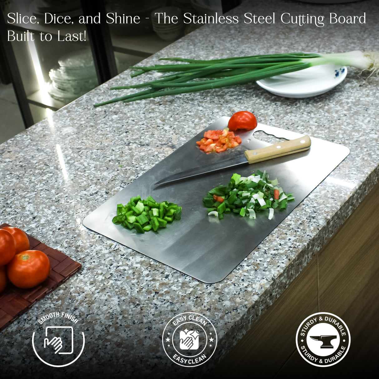 Premium Stainless Steel Cutting Board Set – Durable, Non-Toxic, Easy to Clean (Set of 3)