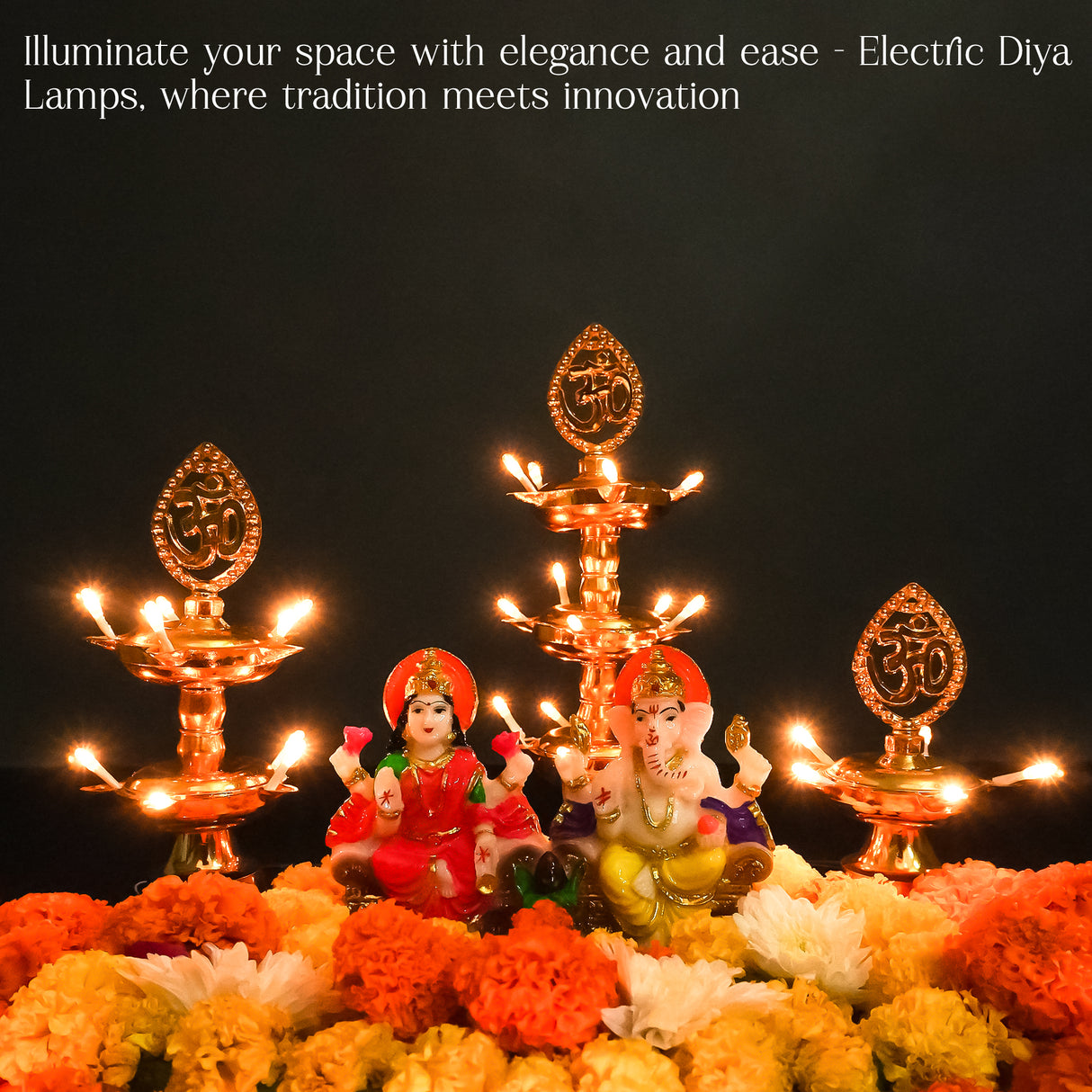 Get FREE Wall Hanging Electric Diya Lamp for Mandir Décor | OM Design | Multi-Level Deepam Vilakku for Diwali, Pooja, Temple, and Home Décor