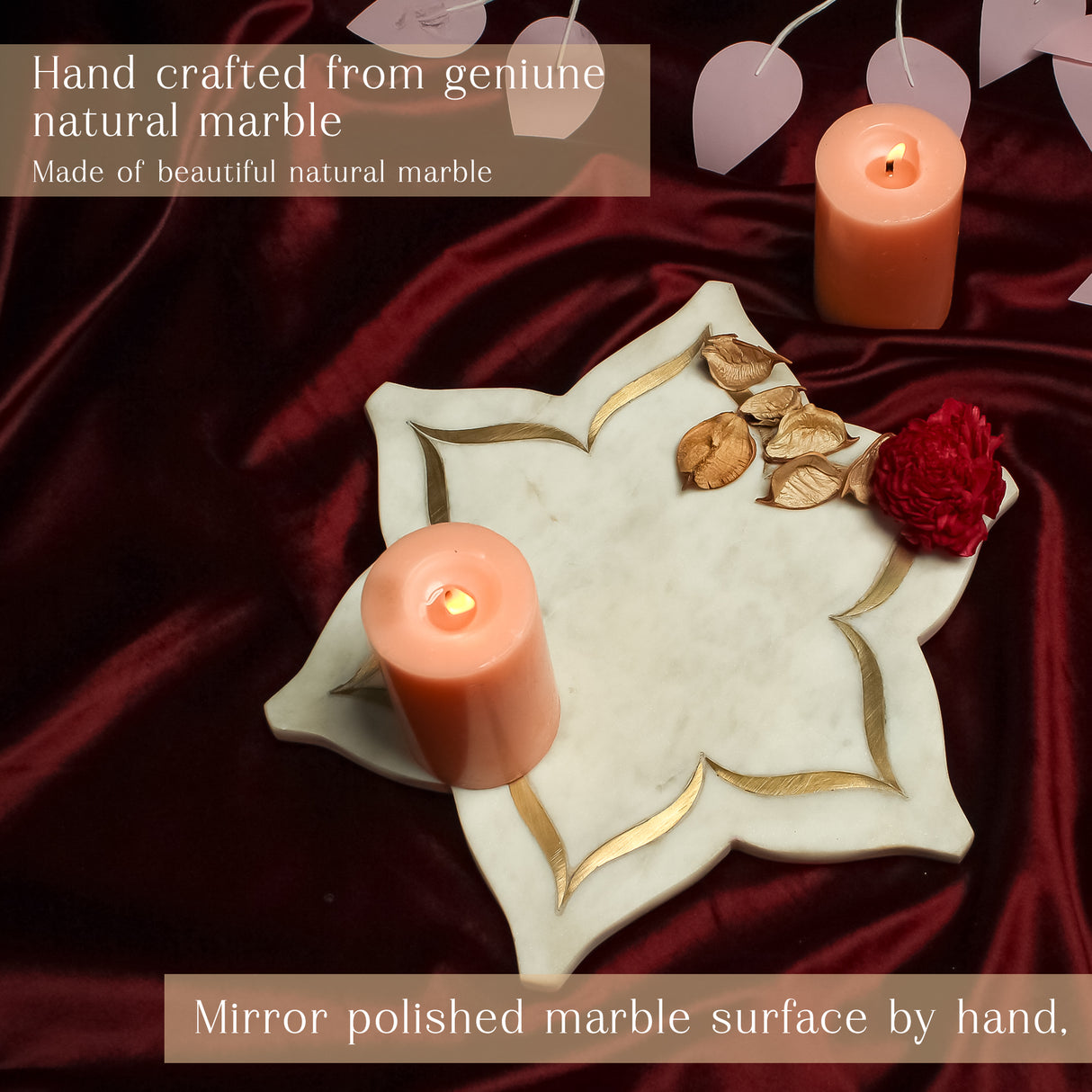 Handmade White Star Marble Platter for Wedding & Table Decor