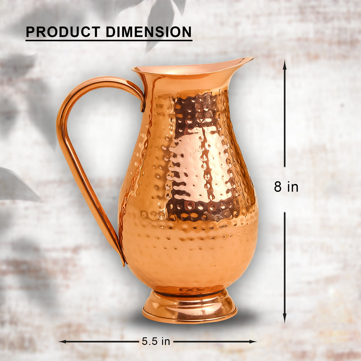 Elegant Copper Jug – Handcrafted Premium Copper Water Pitcher for Hydration