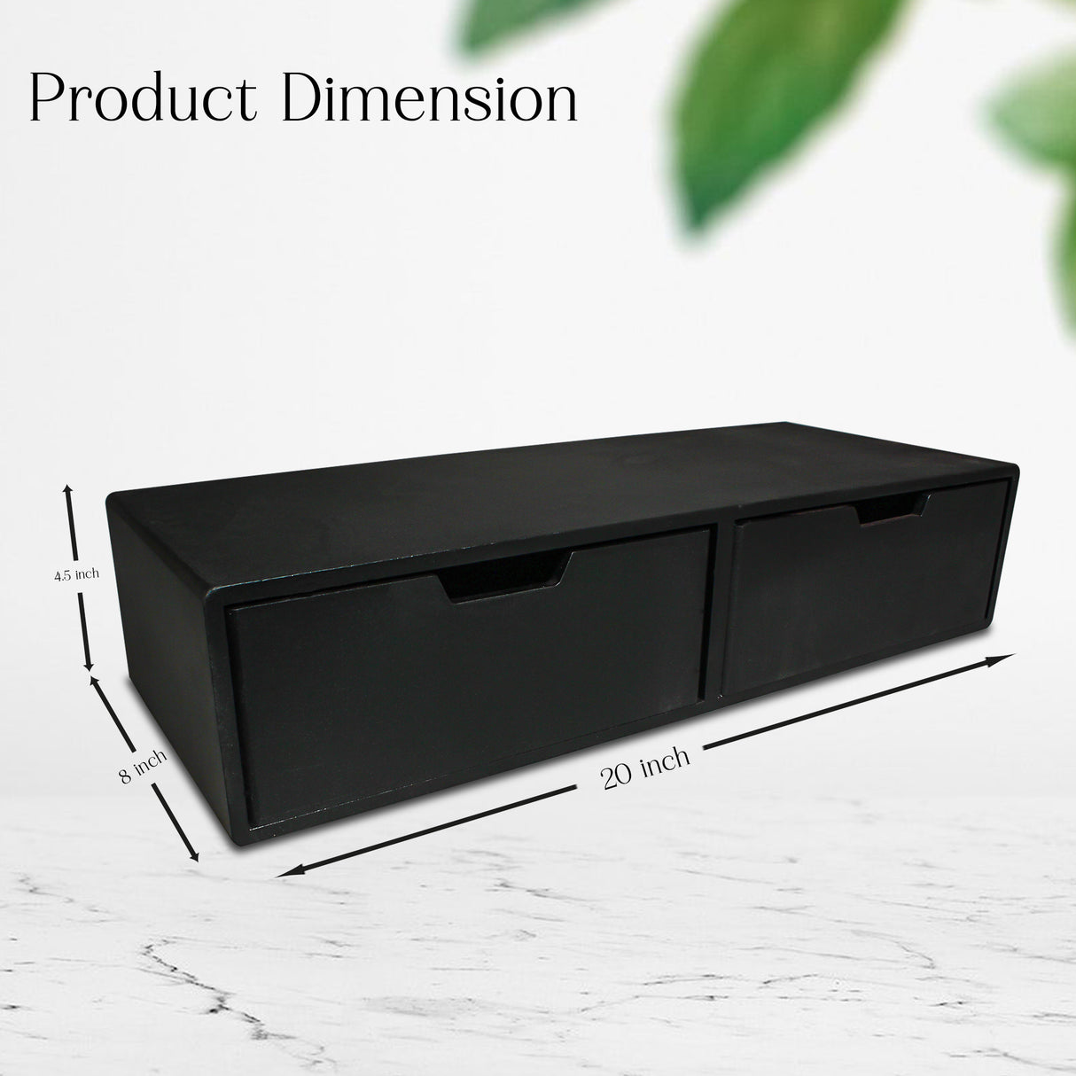 Modern Floating Wooden Dual Drawer - Wall-Mounted Storage Shelf (Black)
