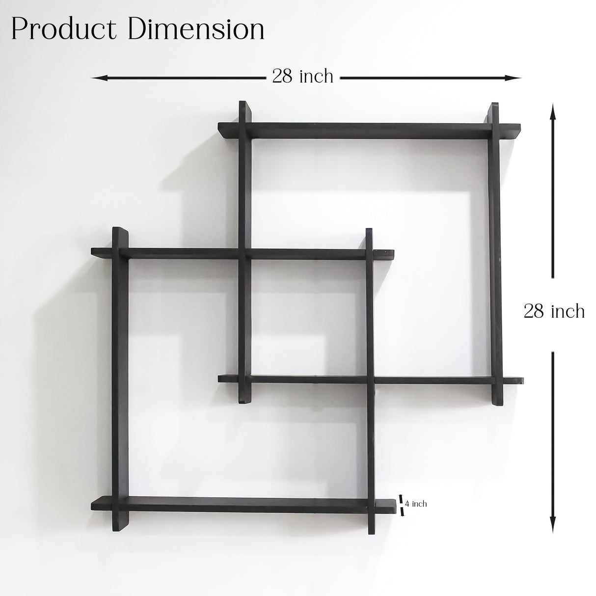 Wooden Square Floating Wall Shelf (Black) - Modern Storage Solution for Home Decor