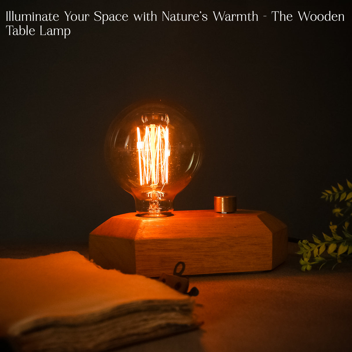 Handcrafted Geometric Wooden Lamp with Adjustable Glow