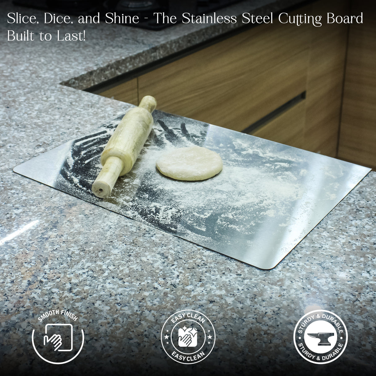 Premium Stainless Steel Cutting Board - Hygienic, Durable, and Modern Design (16" x 12")