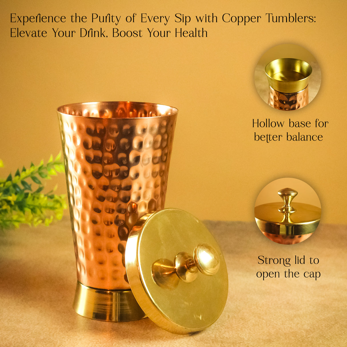 Classic Copper Tumbler – 100% Pure Copper, Ayurvedic Benefits, Leak-Proof & Durable