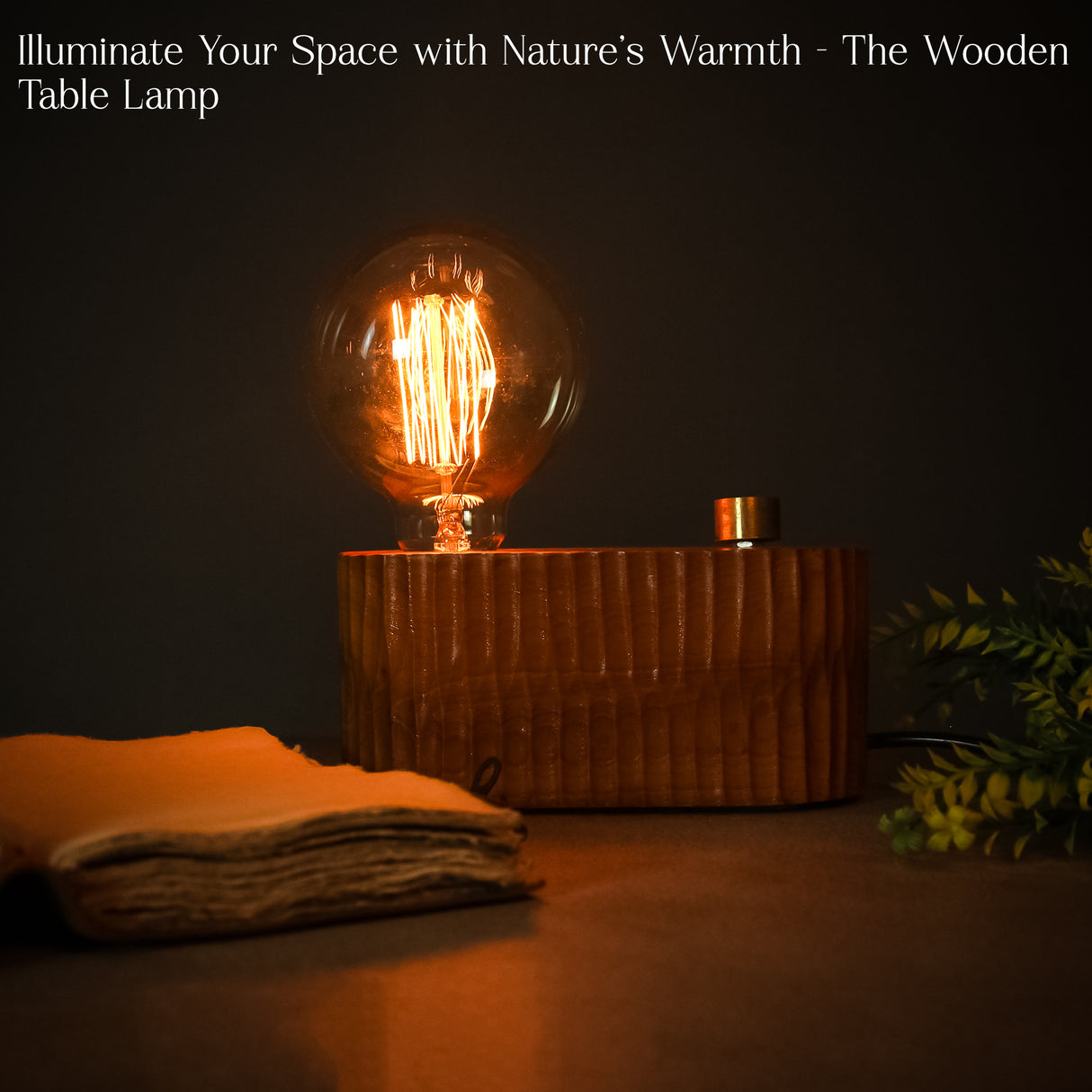 Oval Textured Wooden Lamp with Adjustable Glow