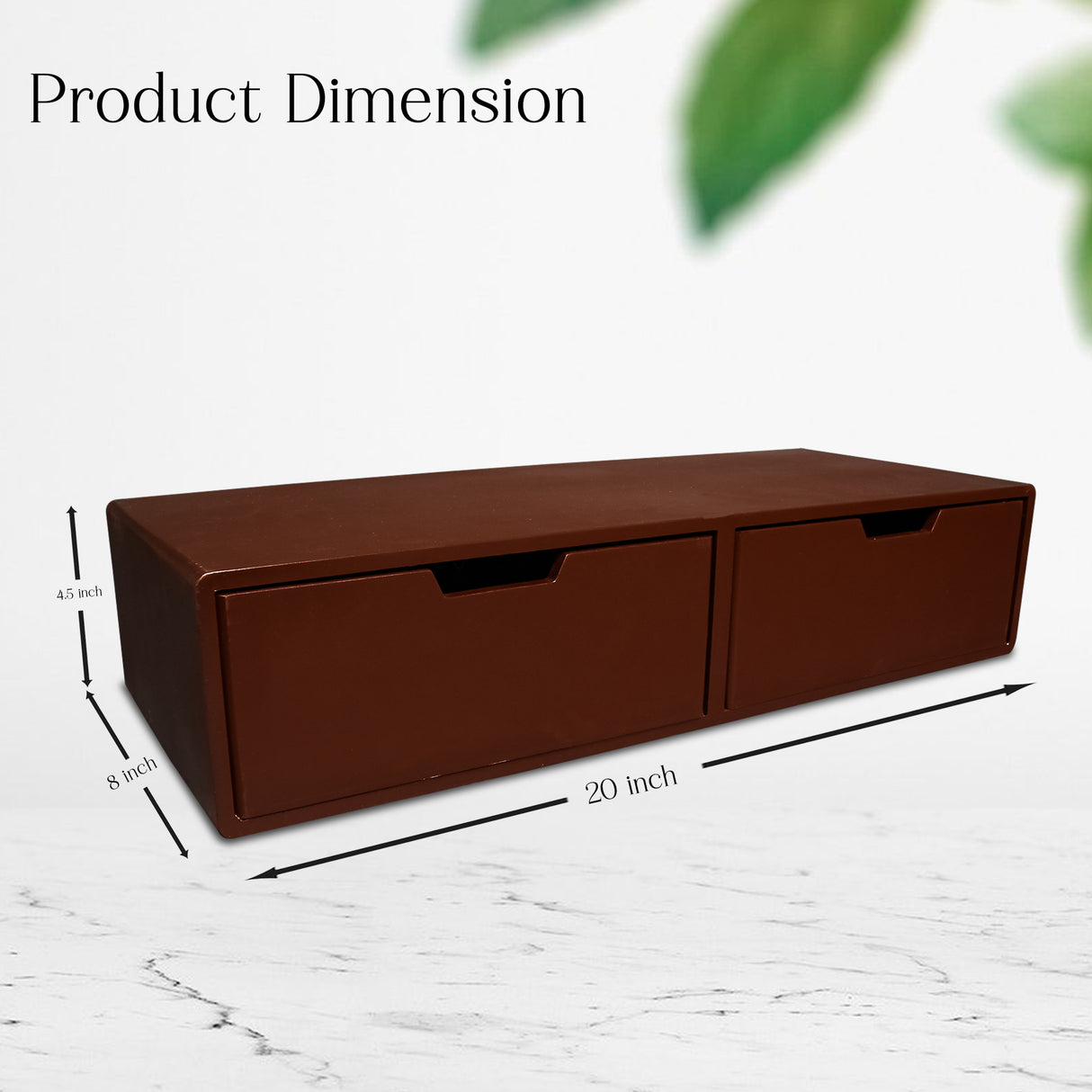Modern Wooden Dual Floating Drawer - Wall-Mounted Storage Solution (Brown)