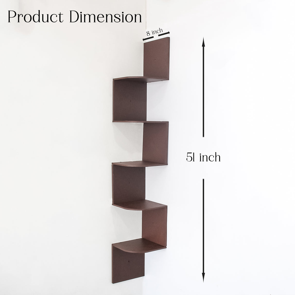 5-Tier Floating Corner Wall Shelf – Modern Storage Organizer Shelf (Brown)