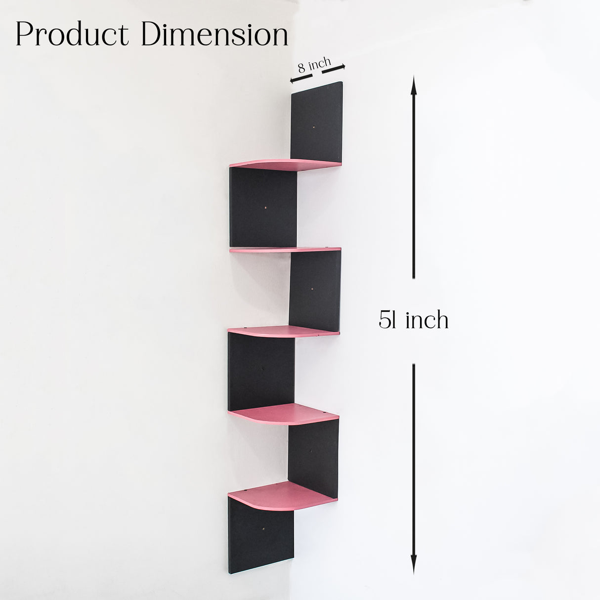 5-Tier Floating Corner Wall Shelf – Modern Storage Organizer Shelf (Pink)