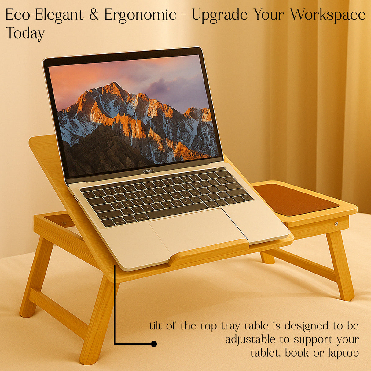 Adjustable Foldable Wooden Lap Desk with Built-in Storage Drawers – Portable Laptop Stand & Breakfast Tray for Bed, Couch, or Sofa Use