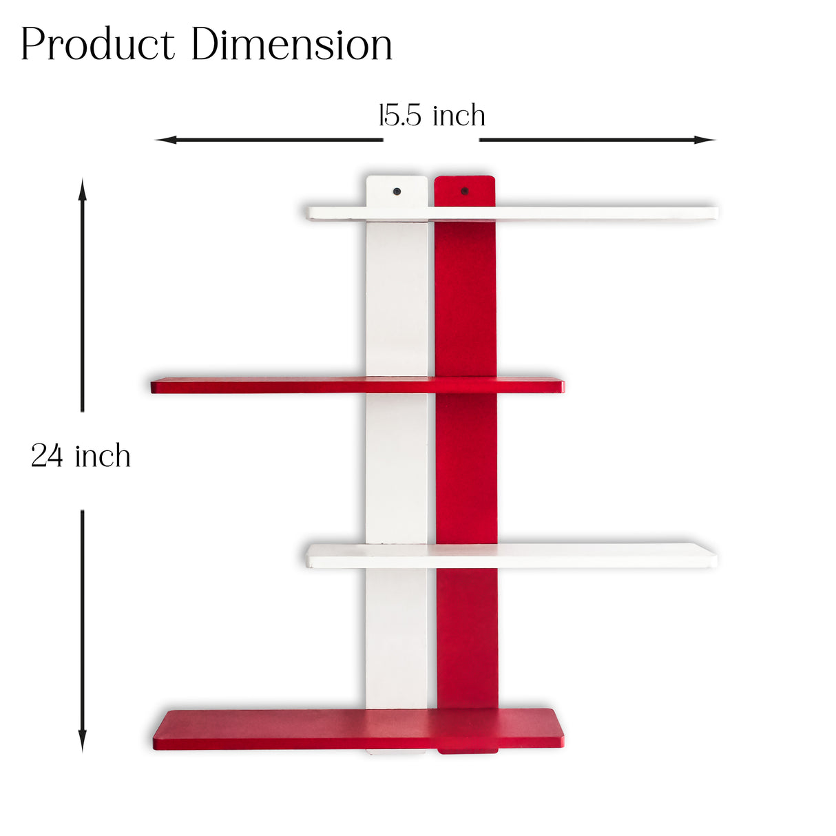 Modern Wooden Floating Wall Shelf (Red) – DIY Wall-Mounted Storage Shelf