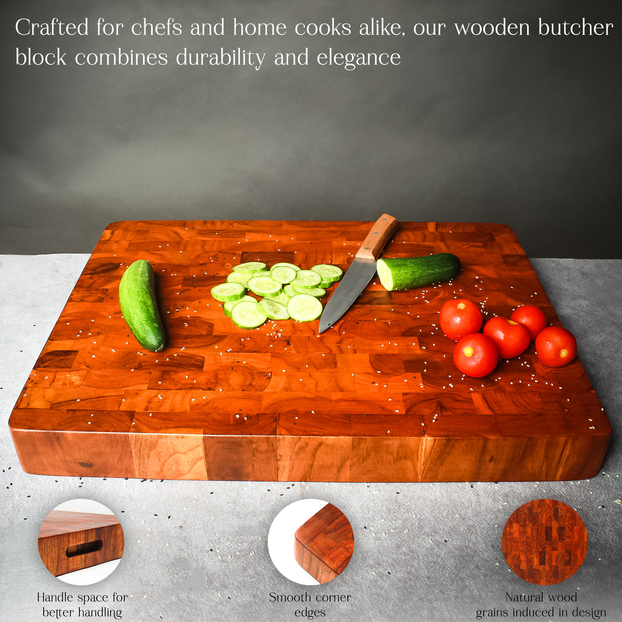 Saleberate End Grain Utility Cutting Board – Premium 24 x 18 x 2.5 Inch