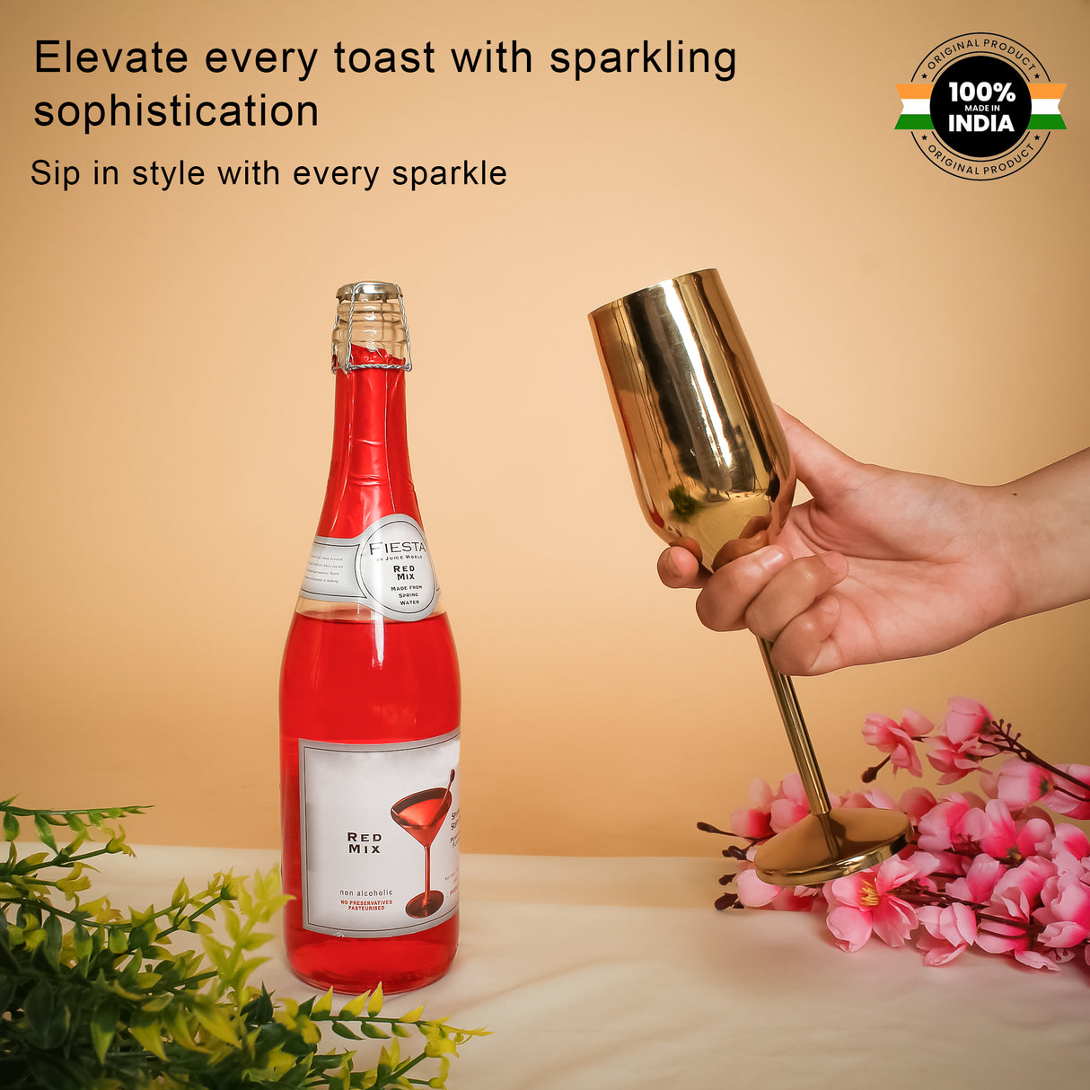 Elegant Champagne Flutes – Stainless Steel Cocktail Glasses, Shatterproof, Copper Finish