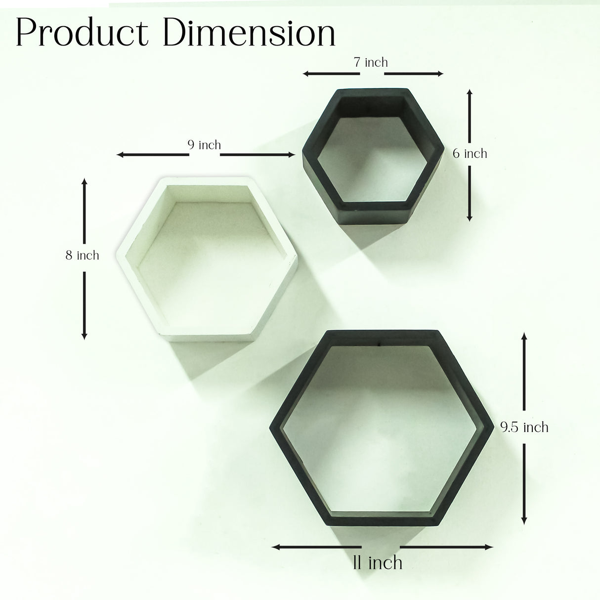 Modern Wooden Hexagon Shelf Set of 3 - Floating Geometric Wall Shelves for Living Room