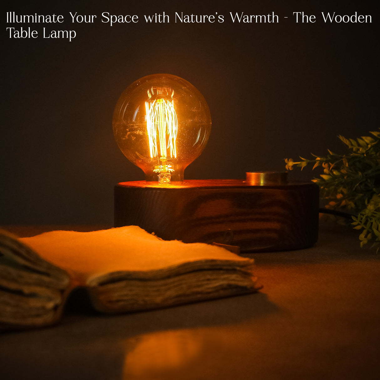 Handcrafted Wooden Vintage Table Lamp with Adjustable Glow