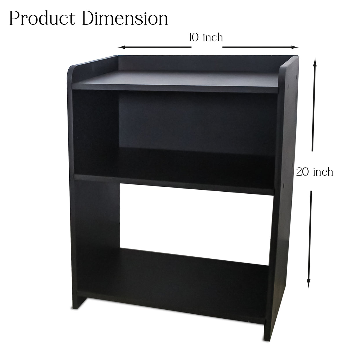 Elegant Wooden DIY Side Table with Storage & Shelves Modern Black