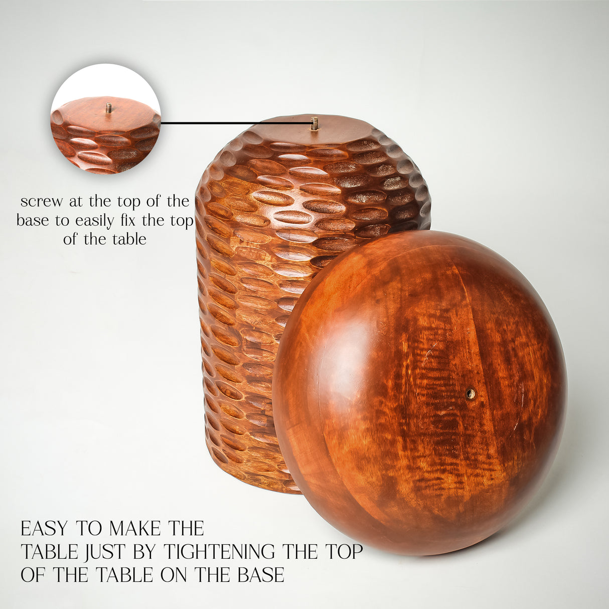 Vintage Mango Wood Side Table (13"x13"x17") - Rustic Accent for Living Room