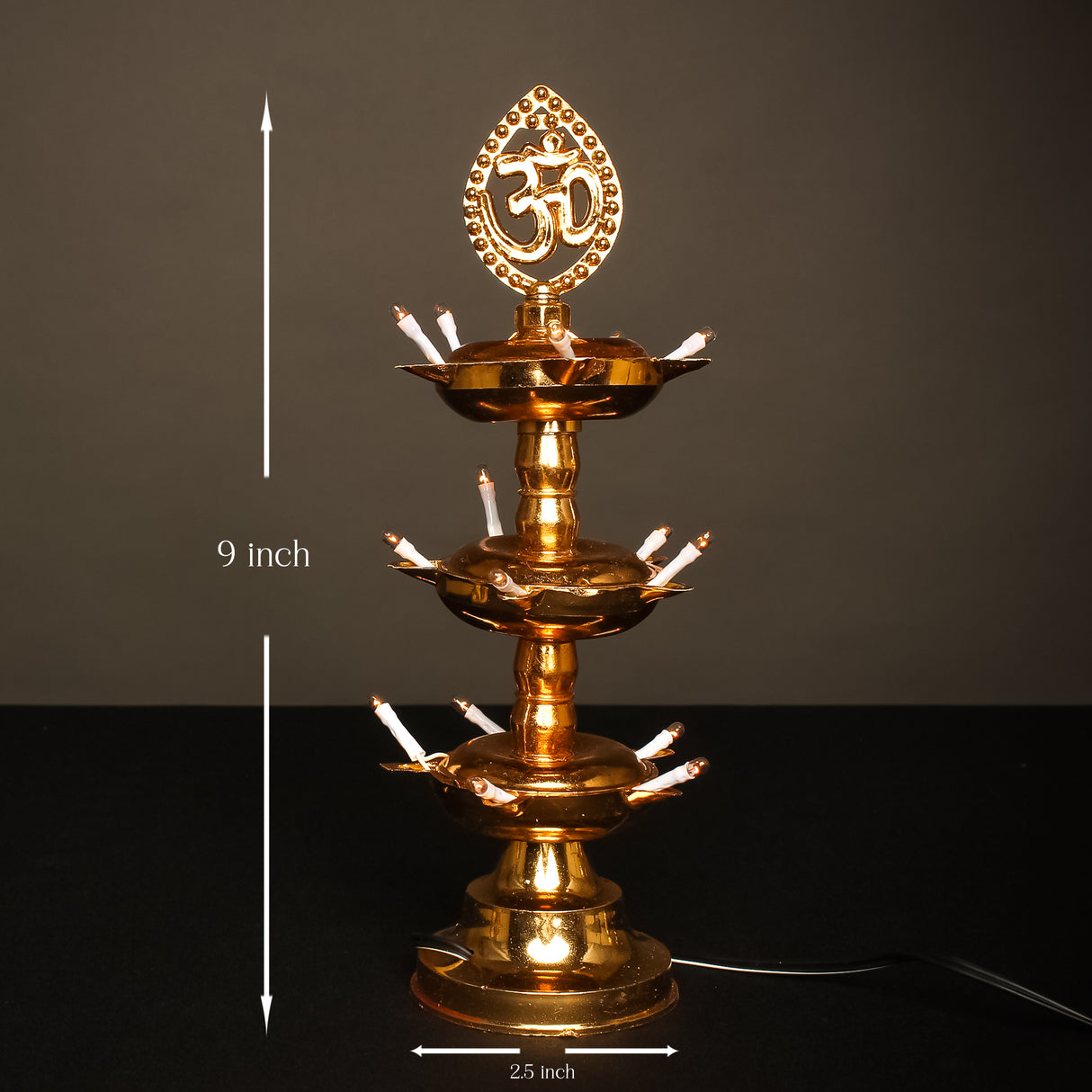 Get FREE Wall Hanging Electric Diya Lamp for Mandir Décor | OM Design | Multi-Level Deepam Vilakku for Diwali, Pooja, Temple, and Home Décor