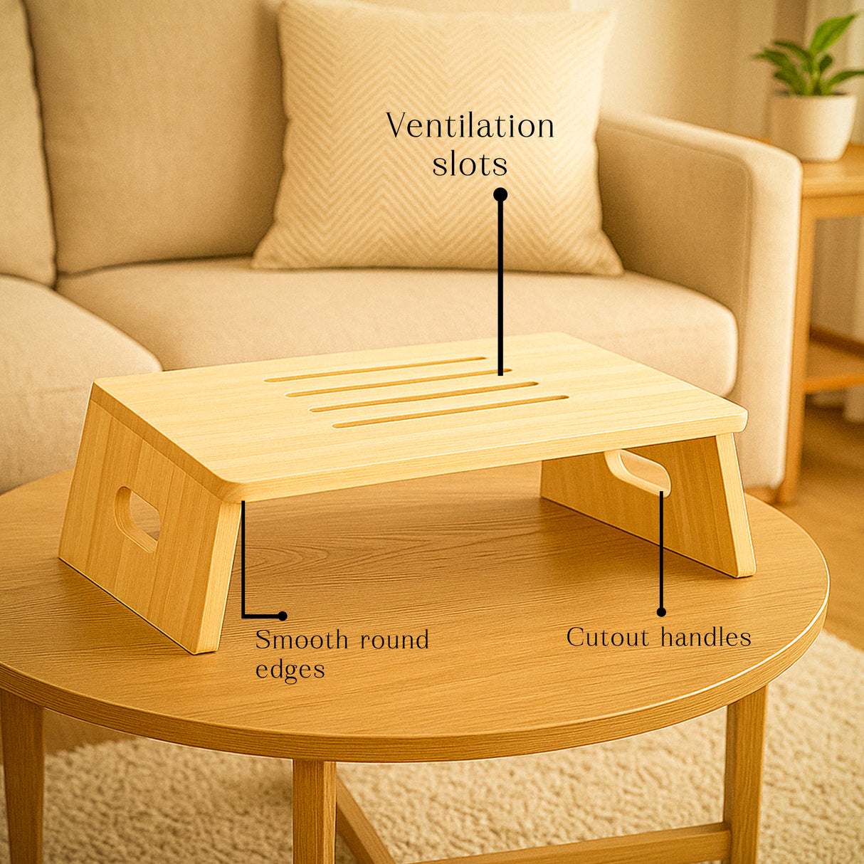 Wood Laptop Stand for MacBook โ Body-friendly Desk , Wooden Computer Holder, Office Accessories, Work from Home Gift, Workspace Organizer