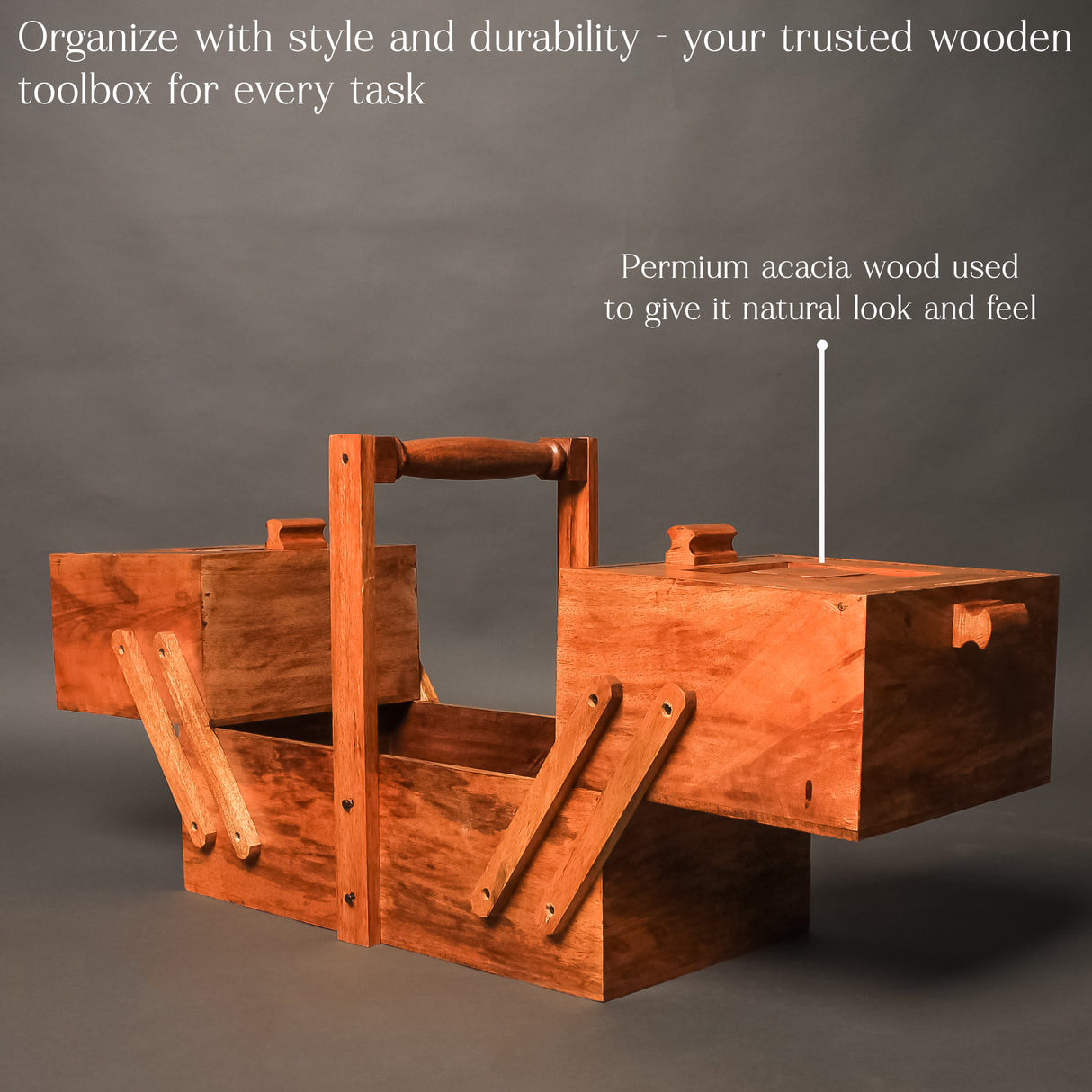 Premium Wooden Toolbox Organizer - Durable, Stylish & Multi-Compartment Storage Solution