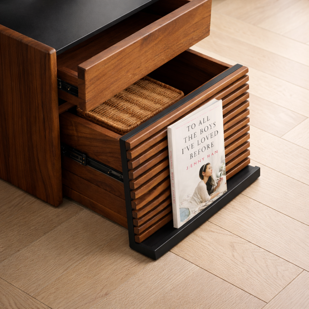 Modern Solid Wood Bedside Table with Drawer | Minimalist Nightstand for Bedroom & Living Space