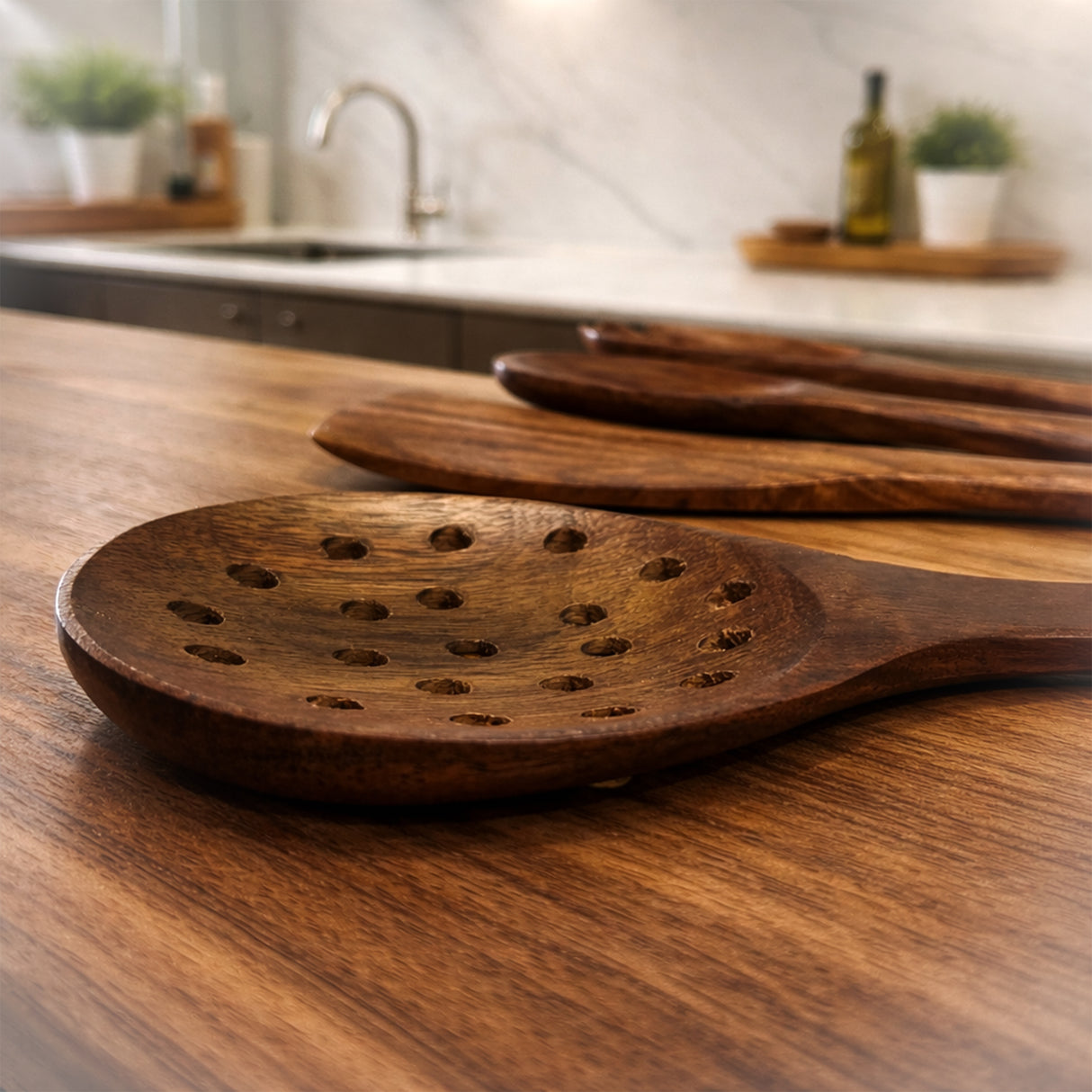 Handcrafted Wooden Spatula Set of 6 - Natural Wood Cooking Utensils, Heat Safe Kitchen Tools-Farmhouse Kitchen Gift by Saleberat