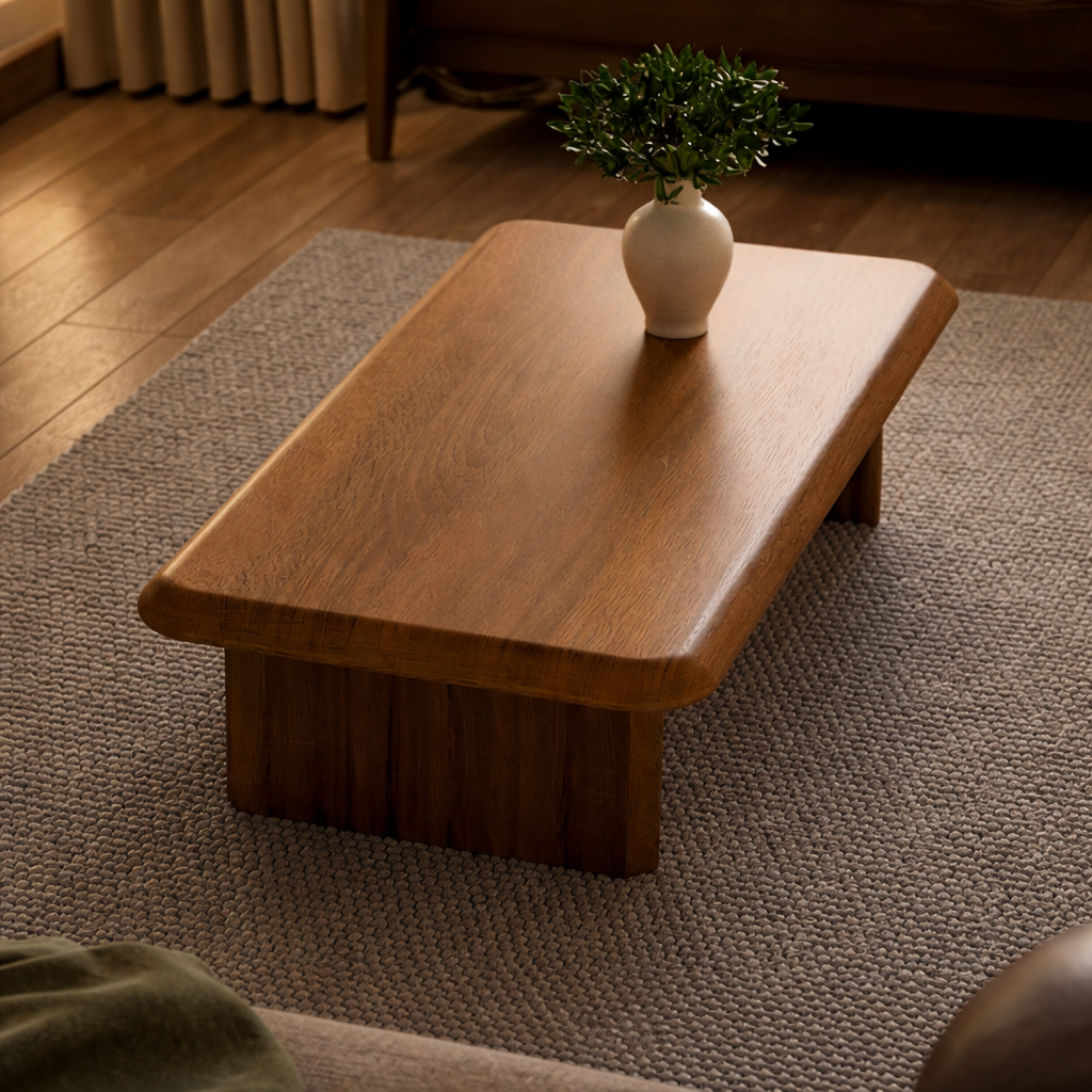 Handcrafted Wooden Coffee Table – Modern Minimalist Center Table – Unique Living Room Furniture
